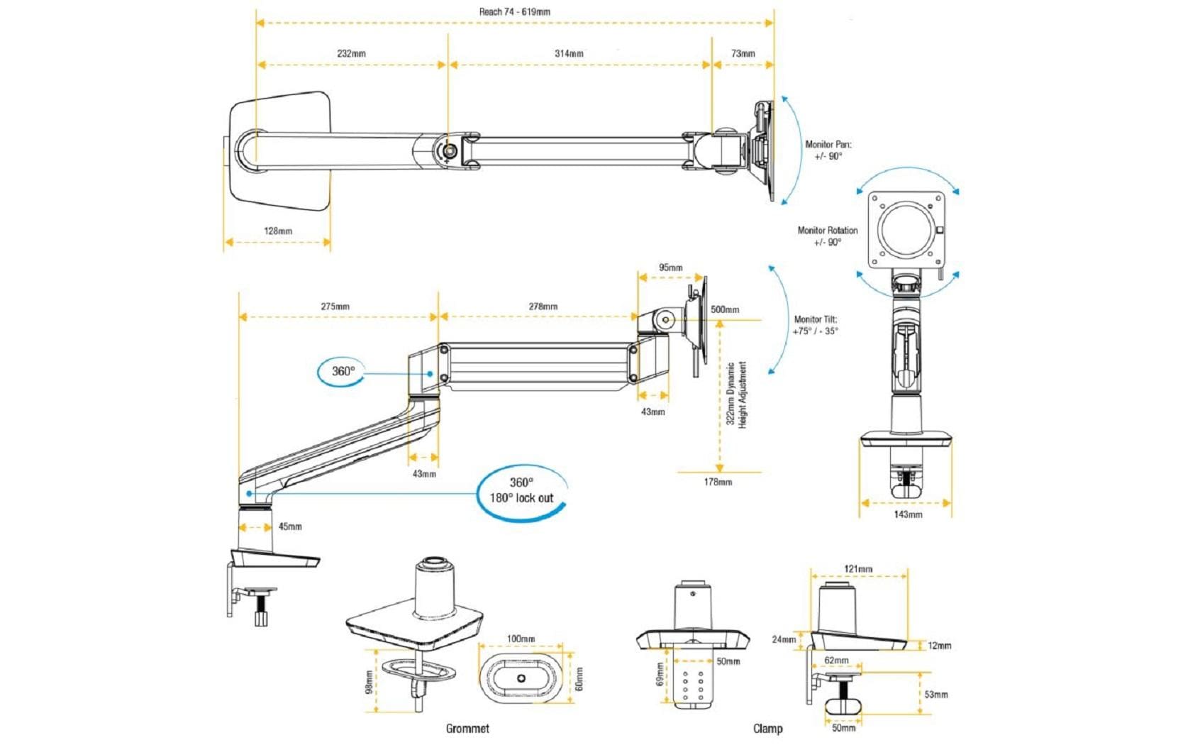 Fellowes Tischhalterung Tallo bis 9 kg – Schwarz