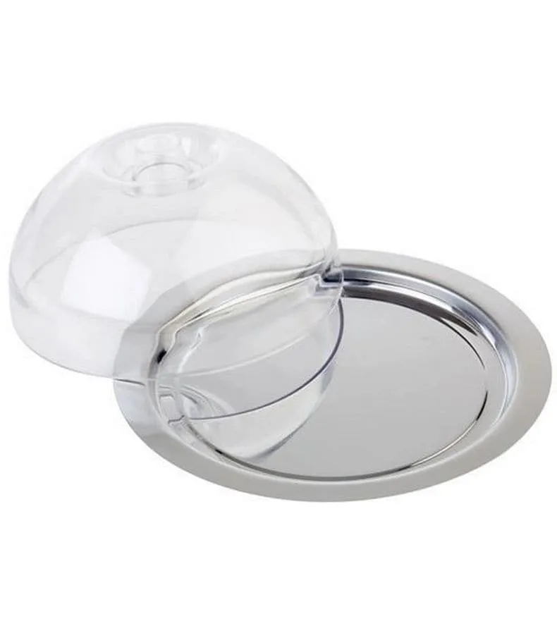 APS Käseglocke Finesse 22.5 x 22.5 x 9.5 cm, Silber/Transparent
