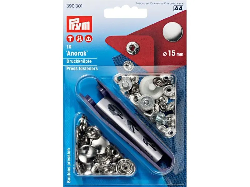 Prym Druckknöpfe Anorak 15 mm, 10 Stück Prym Druckknöpfe Anorak 15 mm, 10 Stück