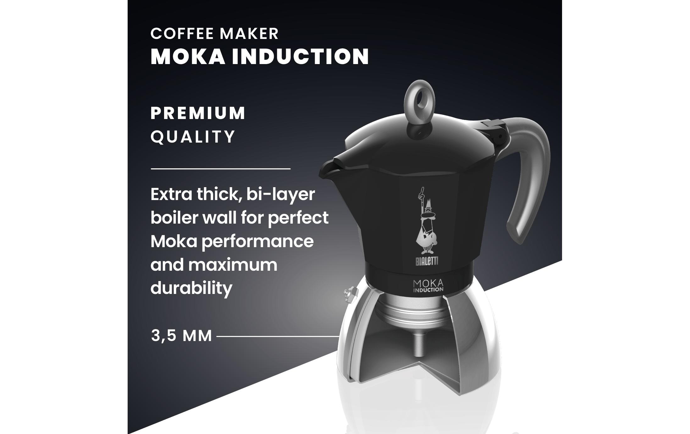 Bialetti Espressokocher New Moka Induktion 6 Tassen, Schwarz