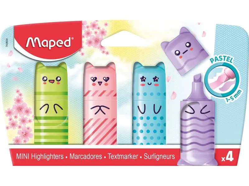 maped Textmarker Pastell Mini Schachtel 4St maped Textmarker Pastell Mini Schachtel 4St