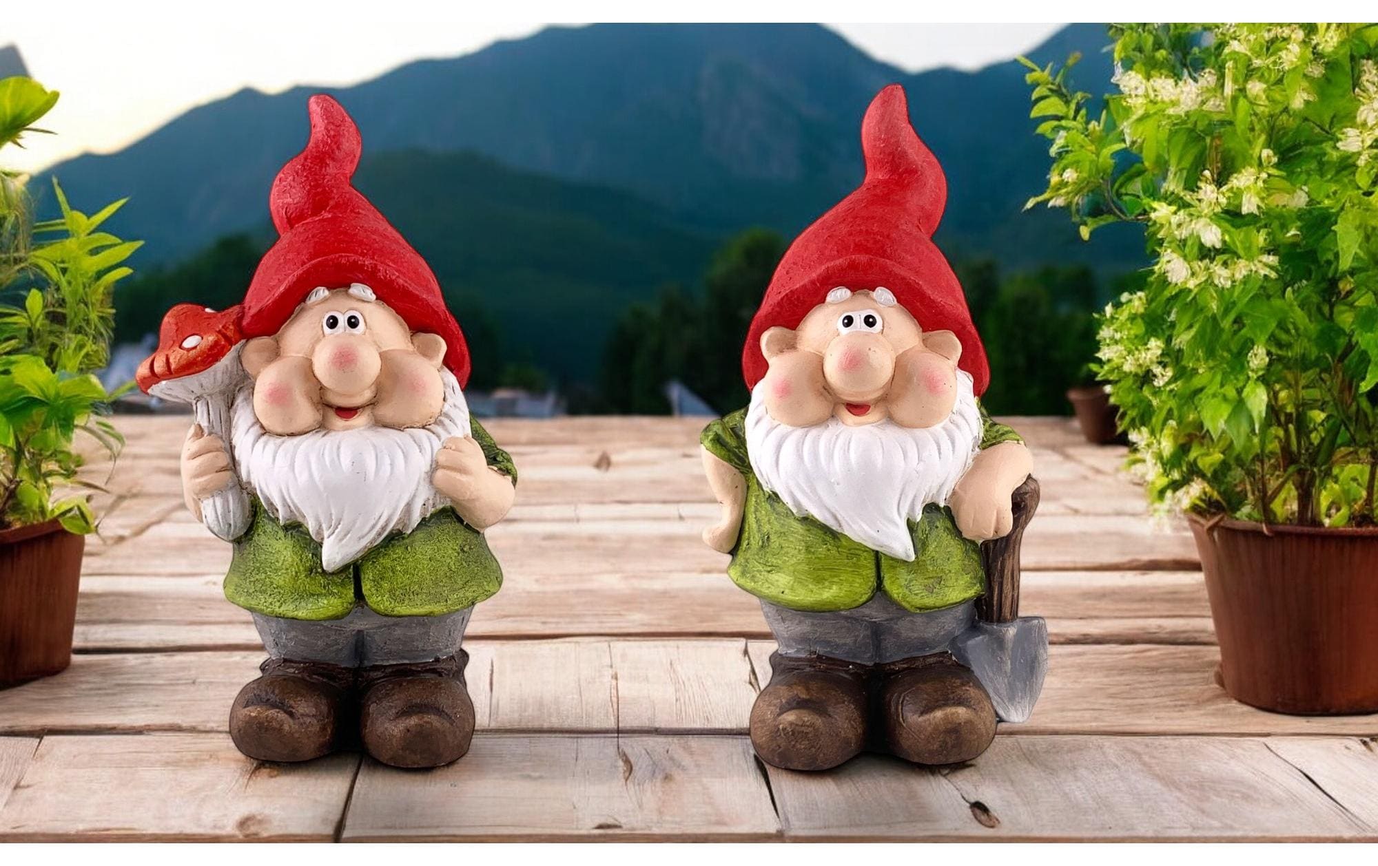 Dameco Dekofigur Gartenzwerg 2er Set, 21 cm