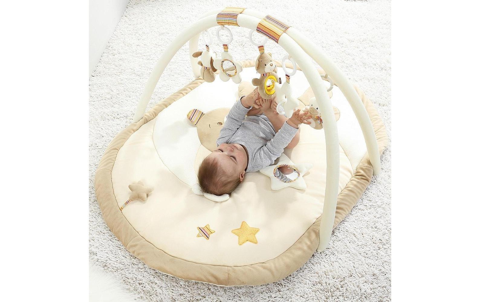 fehn Krabbeldecke mit Spielbogen Bär Rainbow