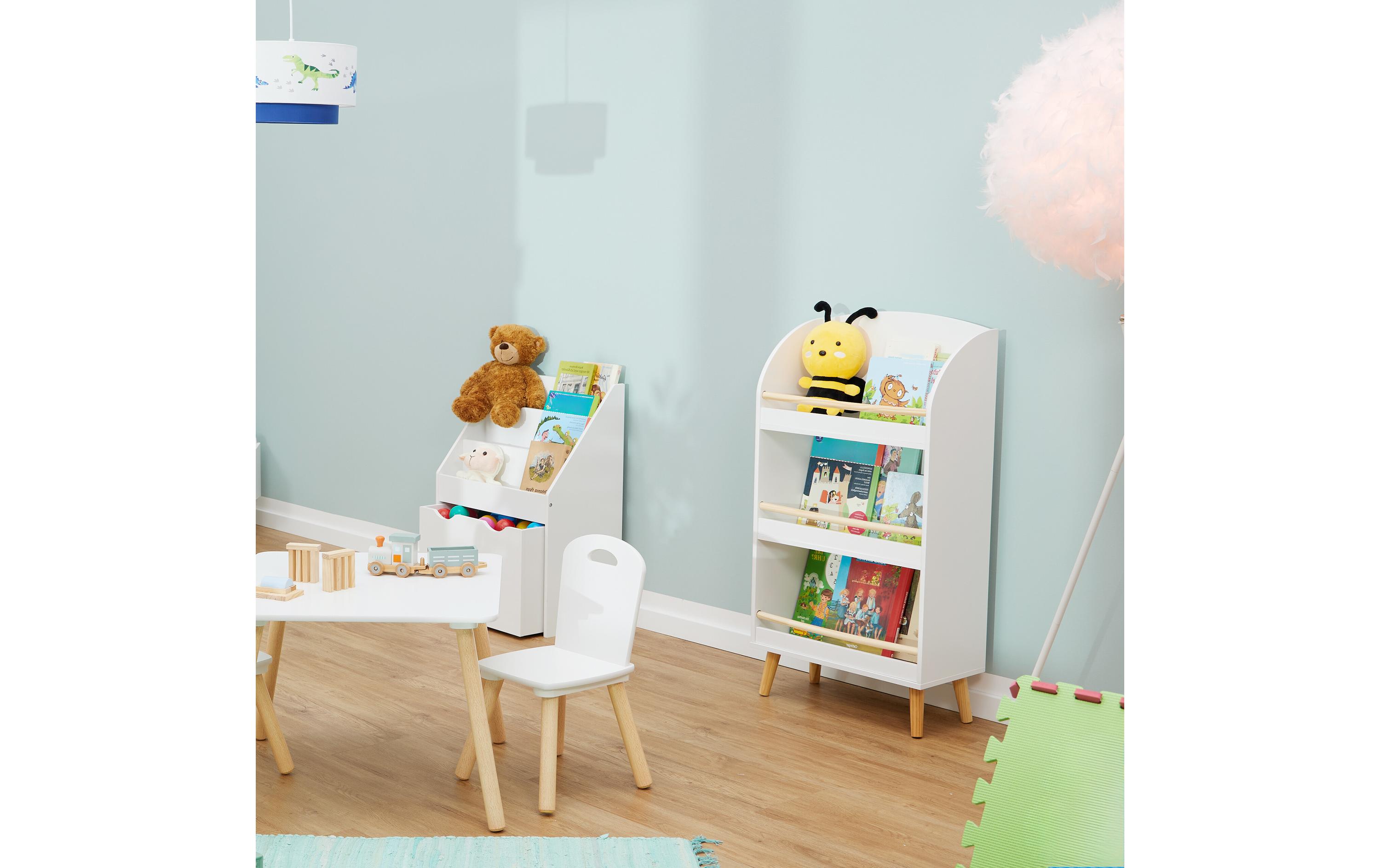 relaxdays Bücherregal für Kinder Hellbraun; Weiss