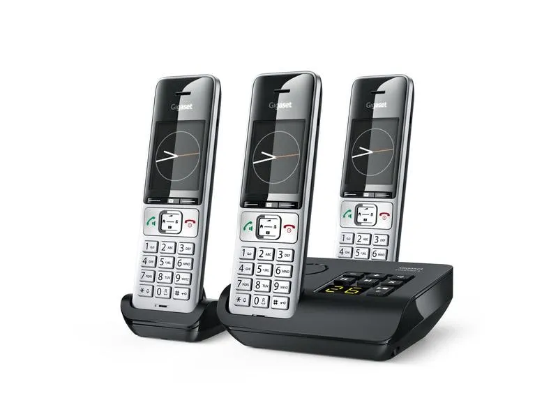 Gigaset Schnurlostelefon Comfort 500A Trio Schwarz/Silber