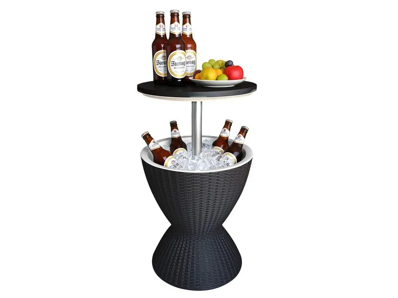 relaxdays Beistelltisch mit Kühlfunktion 30 L 48.5 x 82 cm, Schwarz
