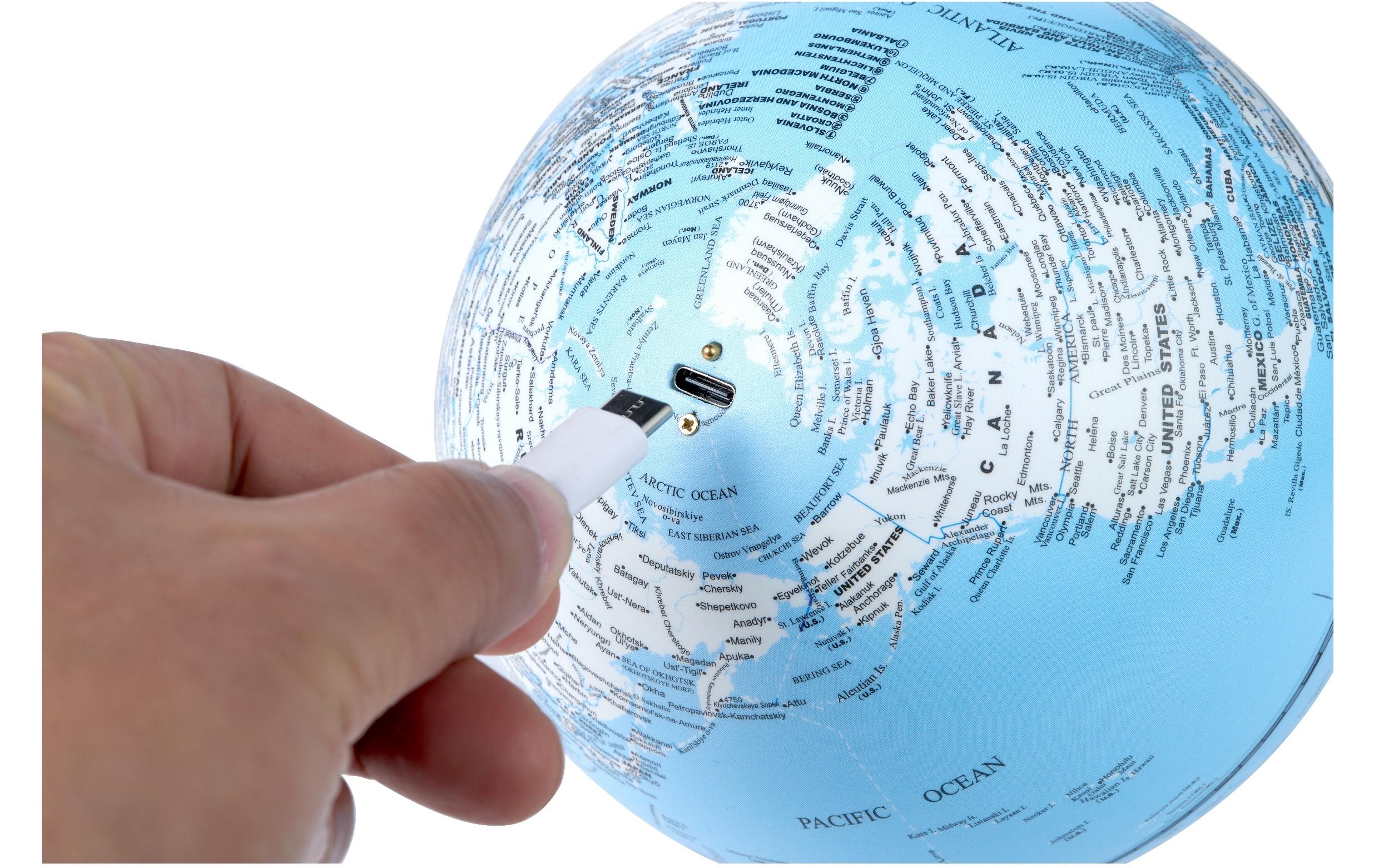 Gingko LED Stimmungslicht AtlasGlobe 13 cm Blau/Hellbraun