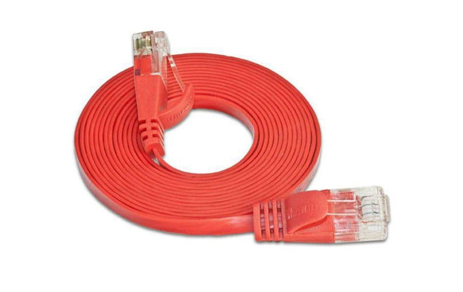 SLIM Slimpatchkabel RJ-45 - RJ-45, Cat 6, UTP, 0.1 m, Rot