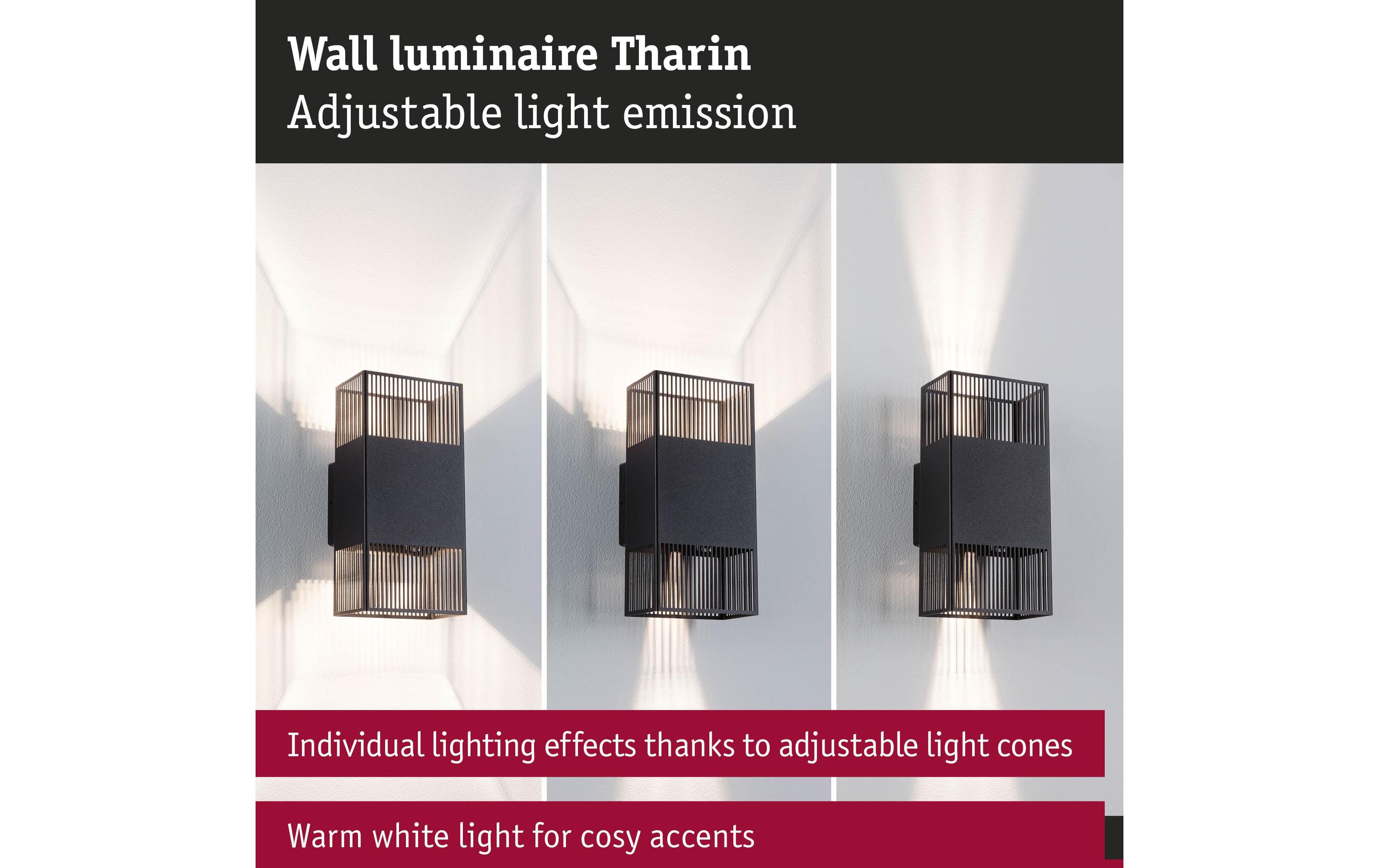 Paulmann LED Wandleuchte Tharin, Schwarz