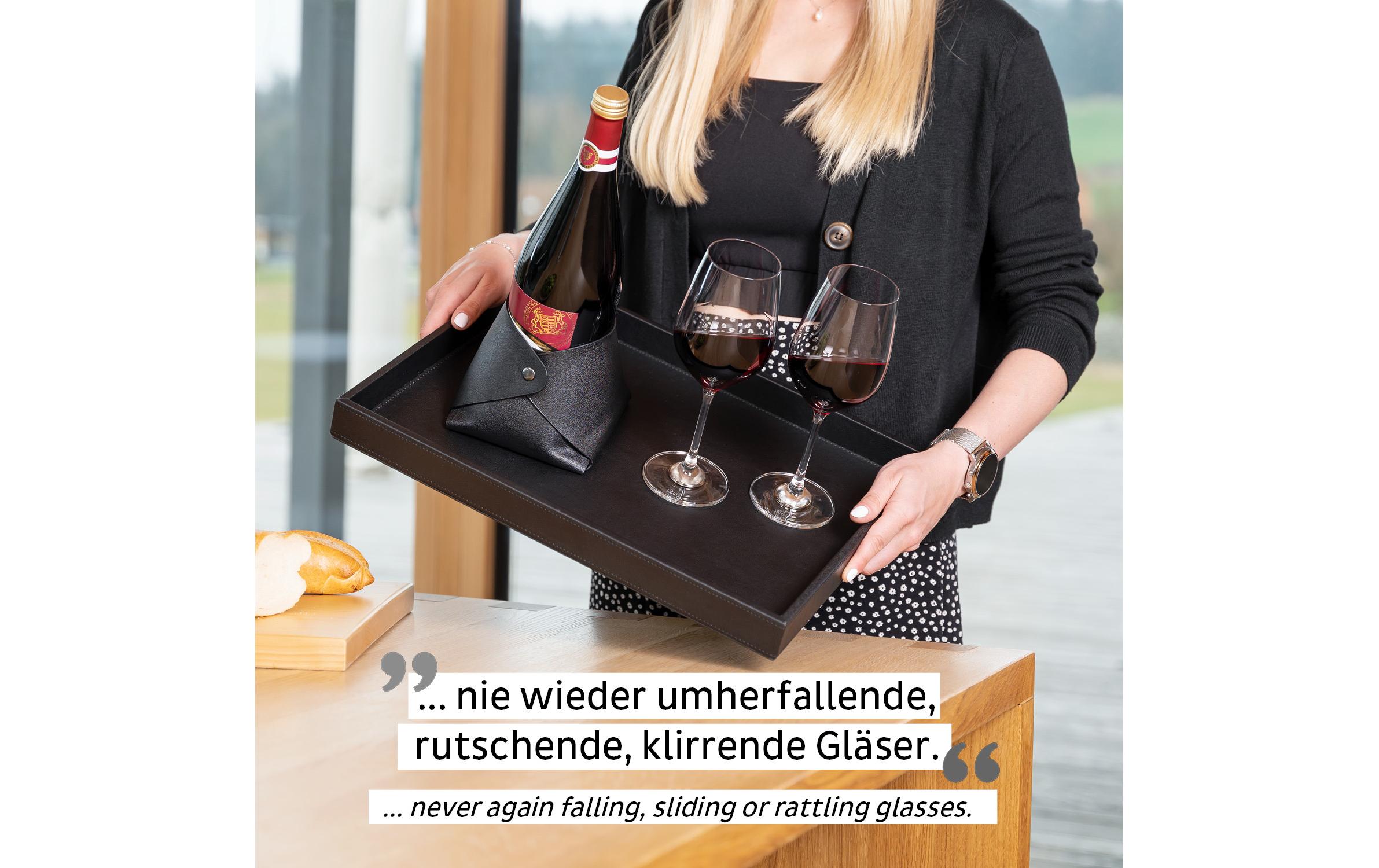 Silwy Metall-Tablett im Leder-Look Schwarz