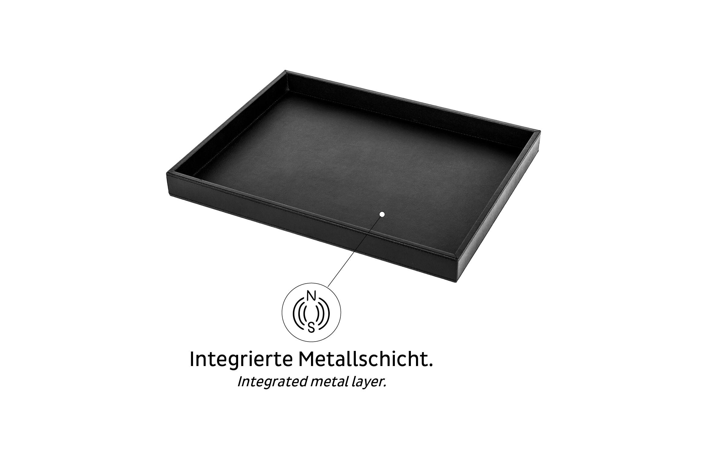Silwy Metall-Tablett im Leder-Look Schwarz