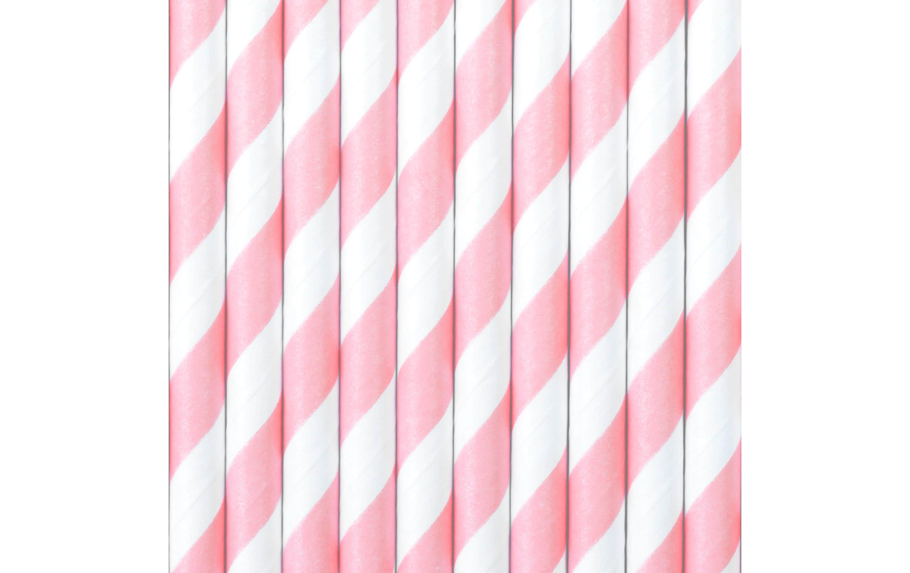 Partydeco Strohhalm 19.5 cm, 10 Stück, Rosa/Weiss