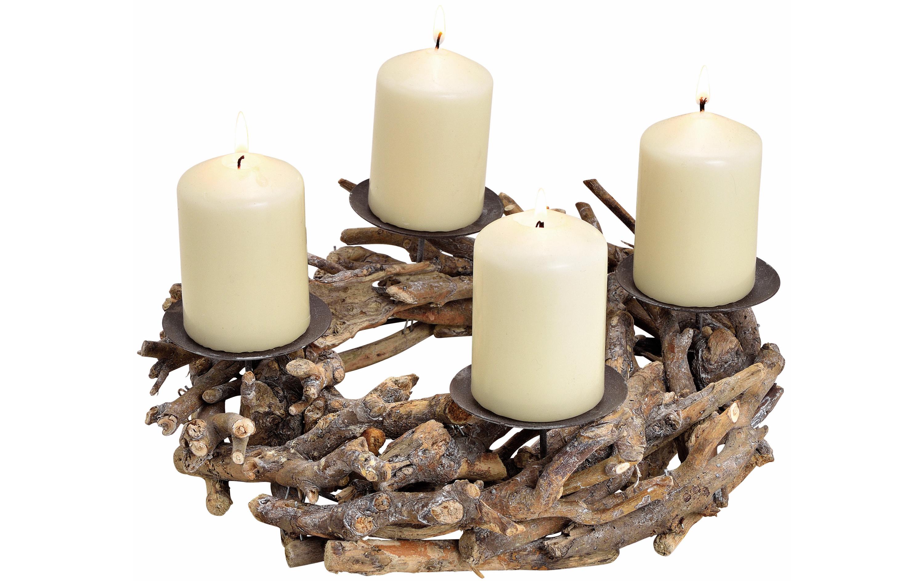 G. Wurm Adventskranz aus Holz 30 cm Ø