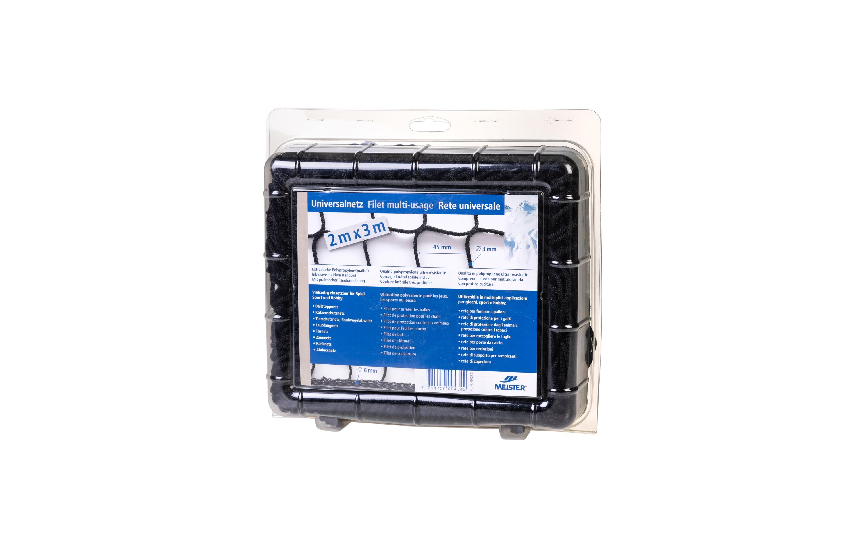 Meister Universalnetz knotenlos, Ø 3 mm / 2 x 3 m, Schwarz Meister Universalnetz knotenlos, Ø 3 mm / 2 x 3 m, Schwarz