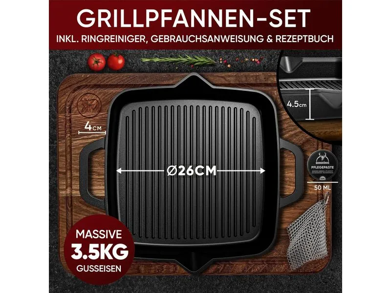 Gusskoenig Eingebrannte Grillpfanne 26 cm Gusskoenig Eingebrannte Grillpfanne 26 cm