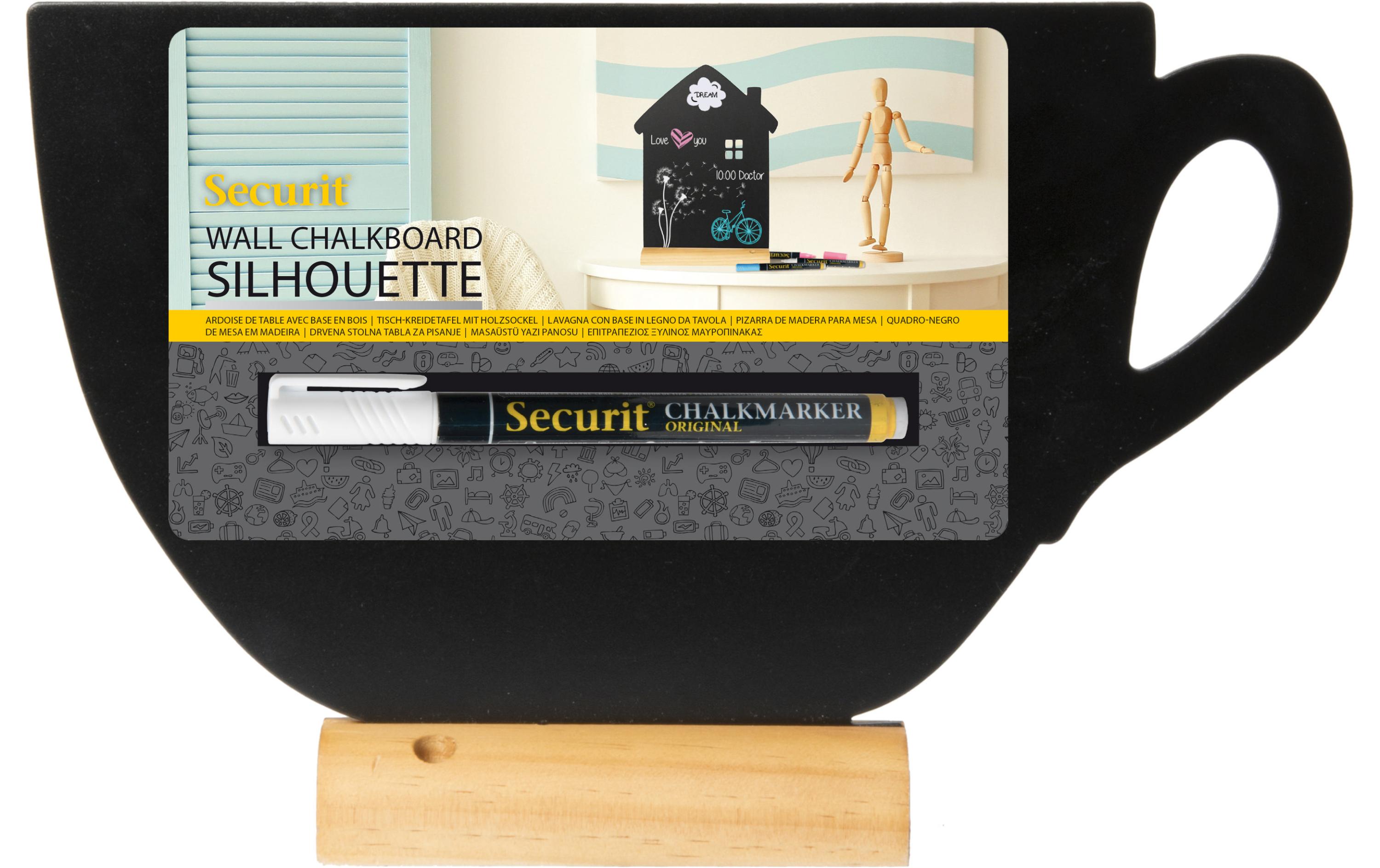 Securit Tischkreidetafel Silhouette Cup Hellbraun/Schwarz