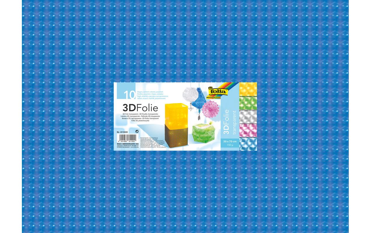 Folia Folie 3D, 50 x 70 cm, 10 Bogen, transparent, farbig sortiert