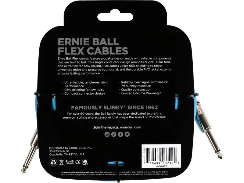 Ernie Ball Instrumentenkabel Flex 6417 – 6.09 m, Blau Ernie Ball Instrumentenkabel Flex 6417 – 6.09 m, Blau