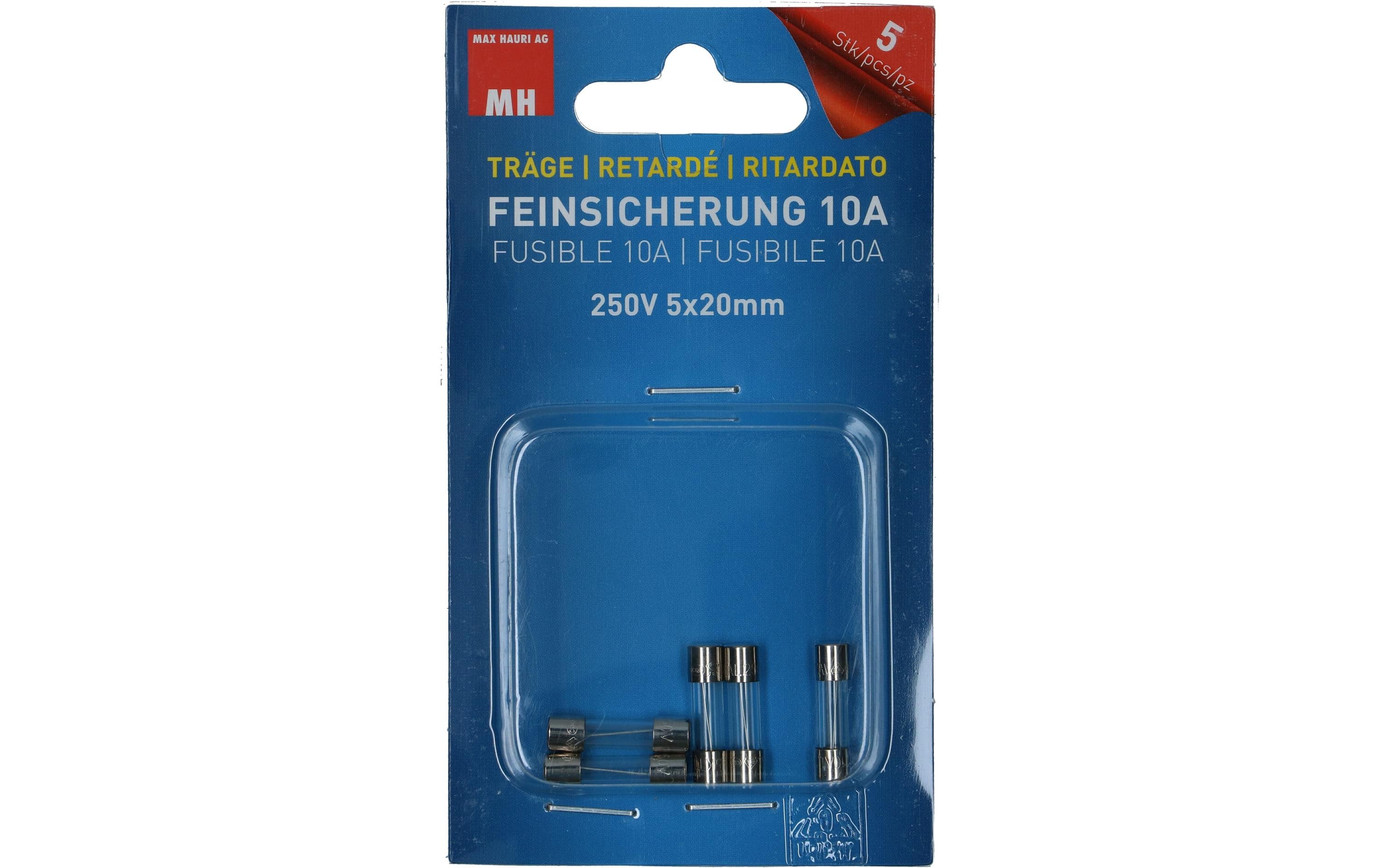 Max Hauri Schmelzsicherung 5 x 20 mm Träge 10 A, 5 Stück
