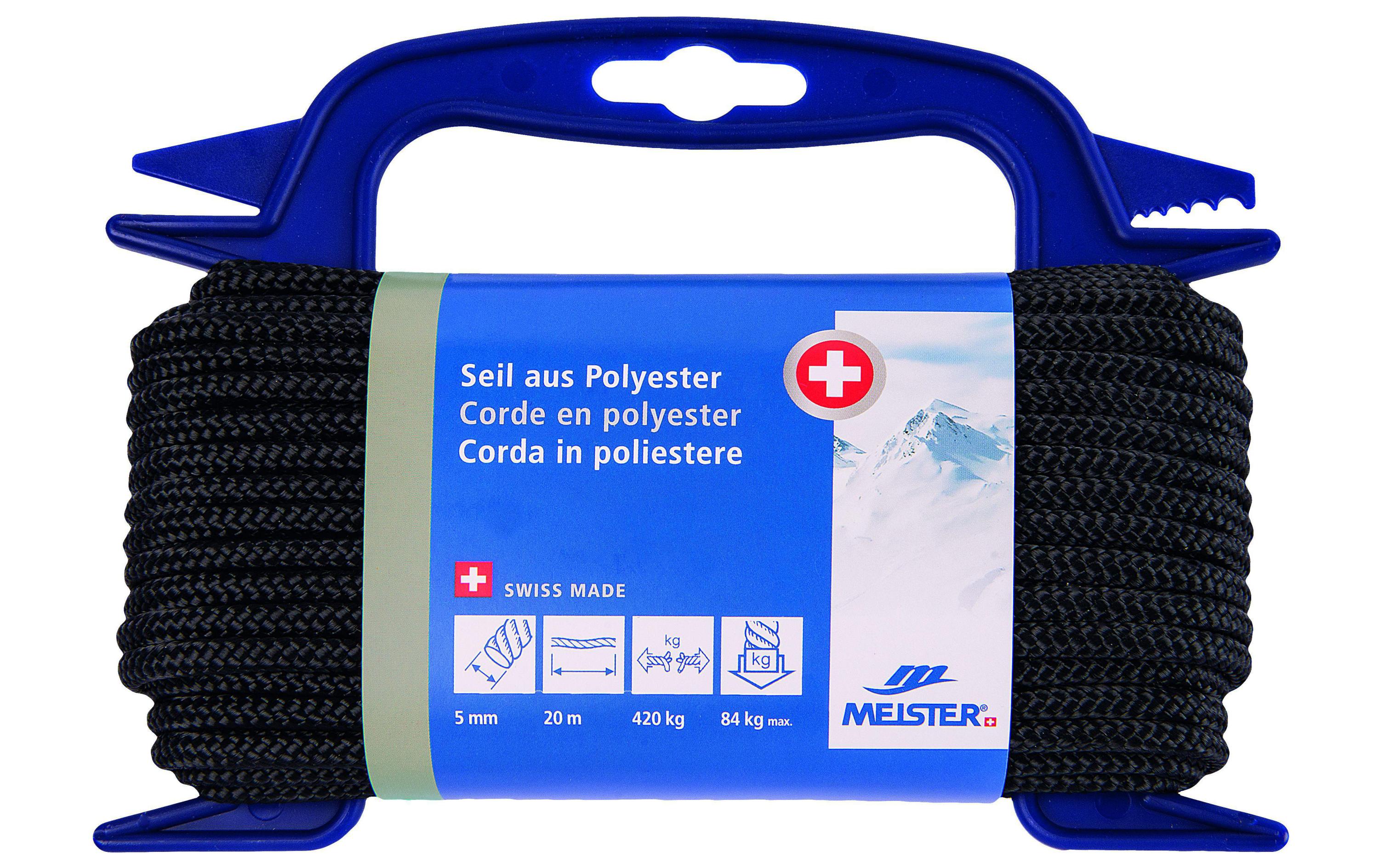 Meister Polyesterseil Ø 5 mm, 20 m, 420 kg, Schwarz Meister Polyesterseil Ø 5 mm, 20 m, 420 kg, Schwarz
