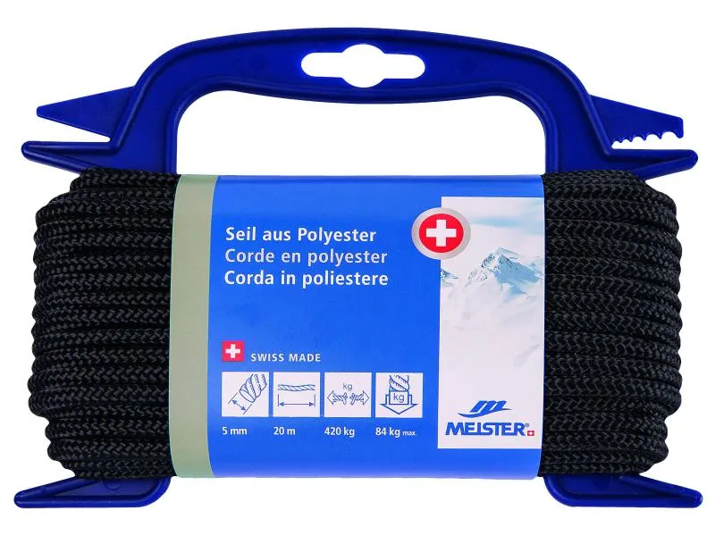 Meister Polyesterseil Ø 5 mm, 20 m, 420 kg, Schwarz Meister Polyesterseil Ø 5 mm, 20 m, 420 kg, Schwarz