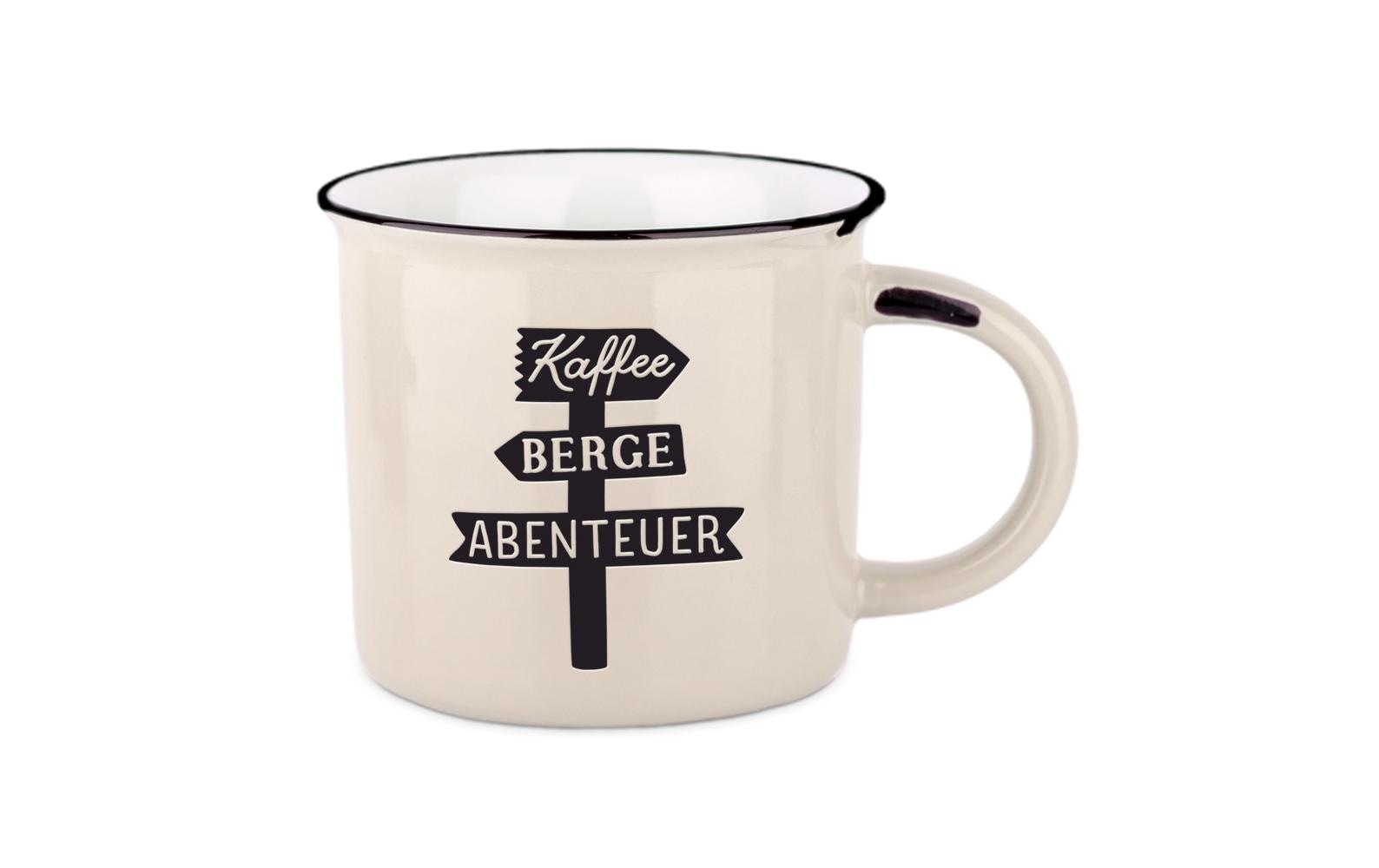 Grafik Werkstatt Vintage Becher Bergglück, Kaffee, Berge, Abenteuer