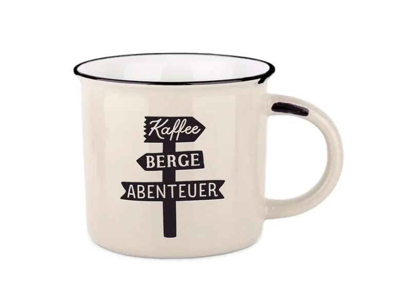 Grafik Werkstatt Vintage Becher Bergglück, Kaffee, Berge, Abenteuer