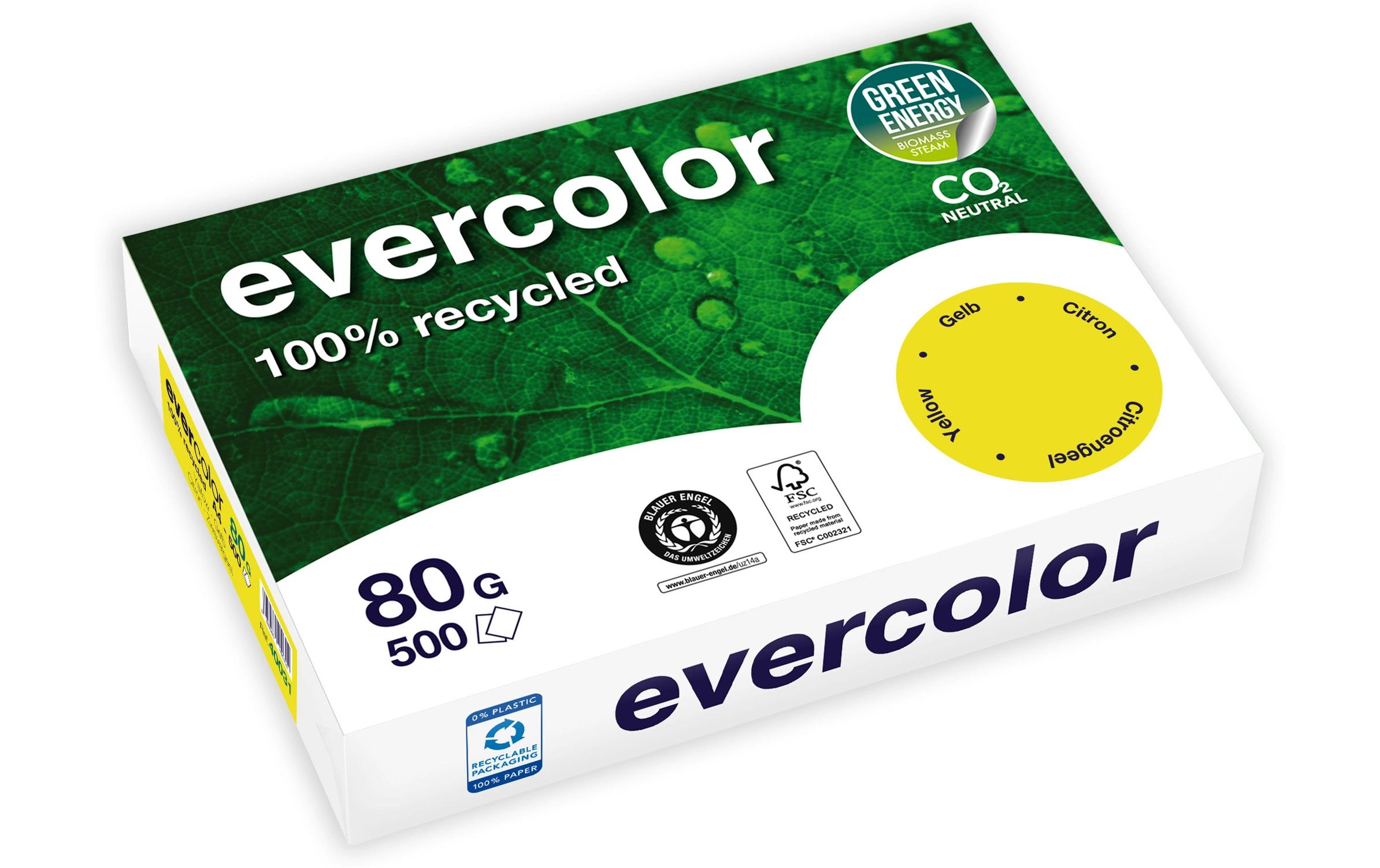 Clairefontaine Kopierpapier Evercolor A4, Gelb, 80 g/m²,500 Blatt Clairefontaine Kopierpapier Evercolor A4, Gelb, 80 g/m²,500 Blatt