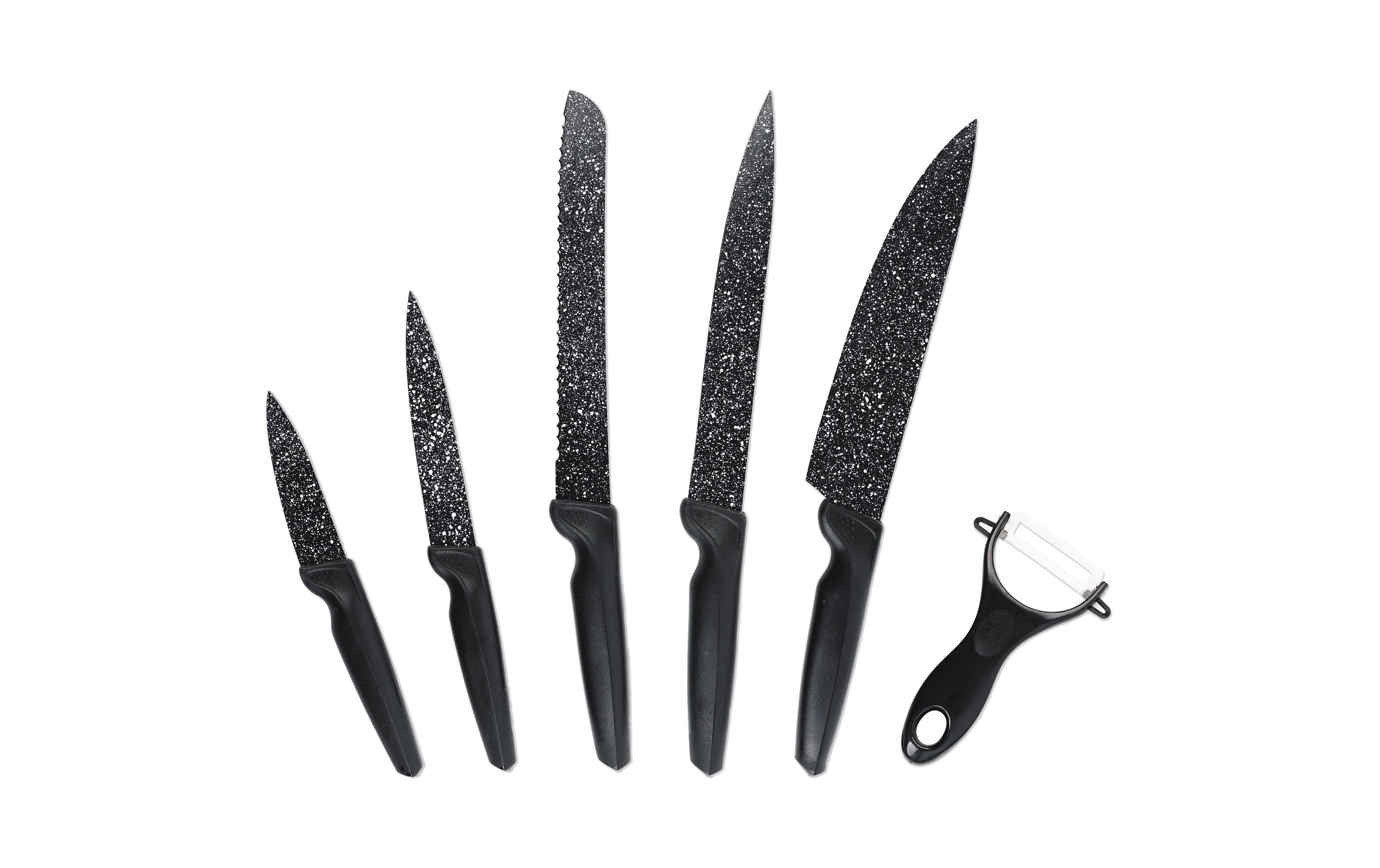 GOURMETmaxx Messerset mit Sparschäler 6-teilig, Schwarz