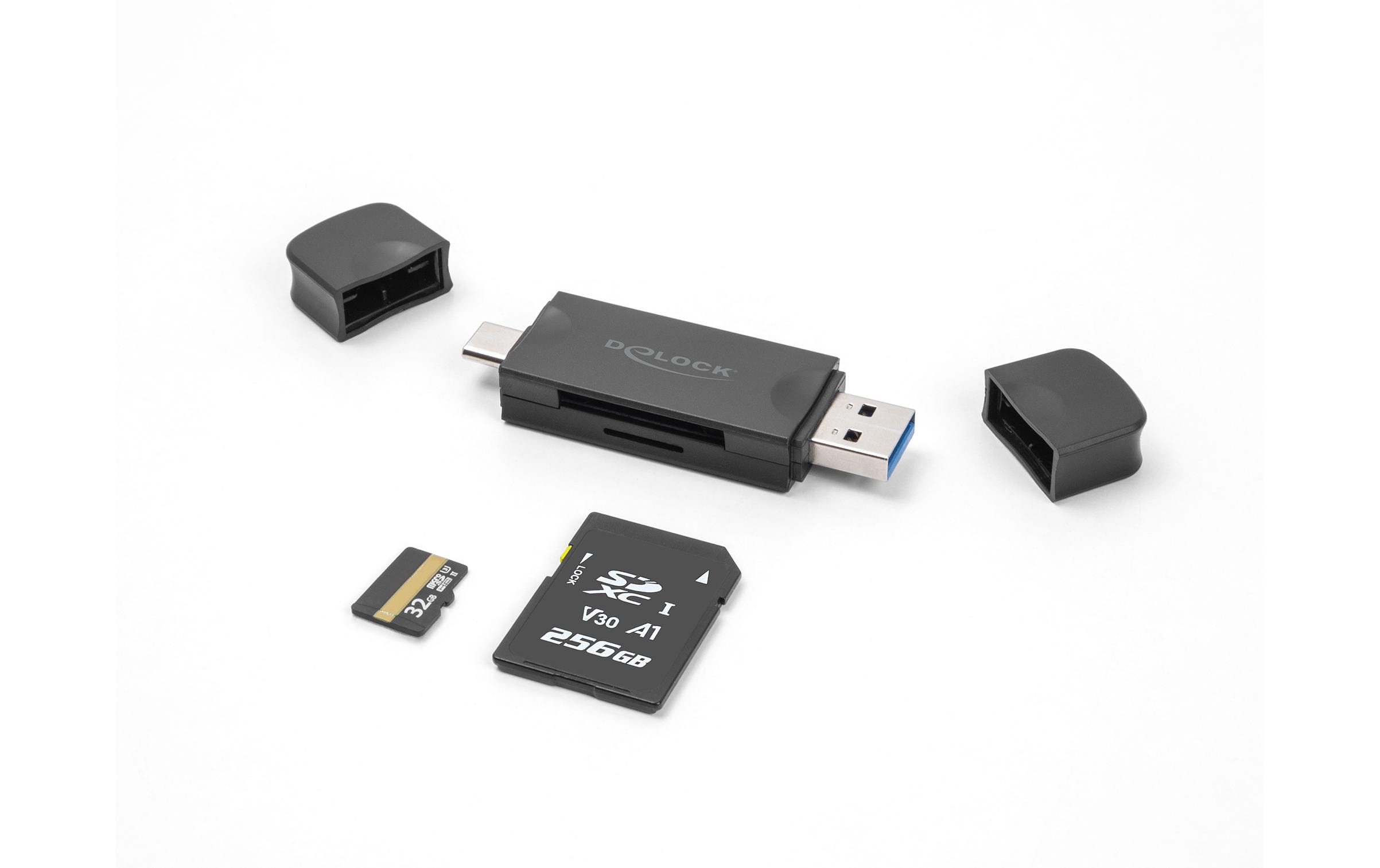 Delock Card Reader Extern USB-C / A für SD und Micro SD