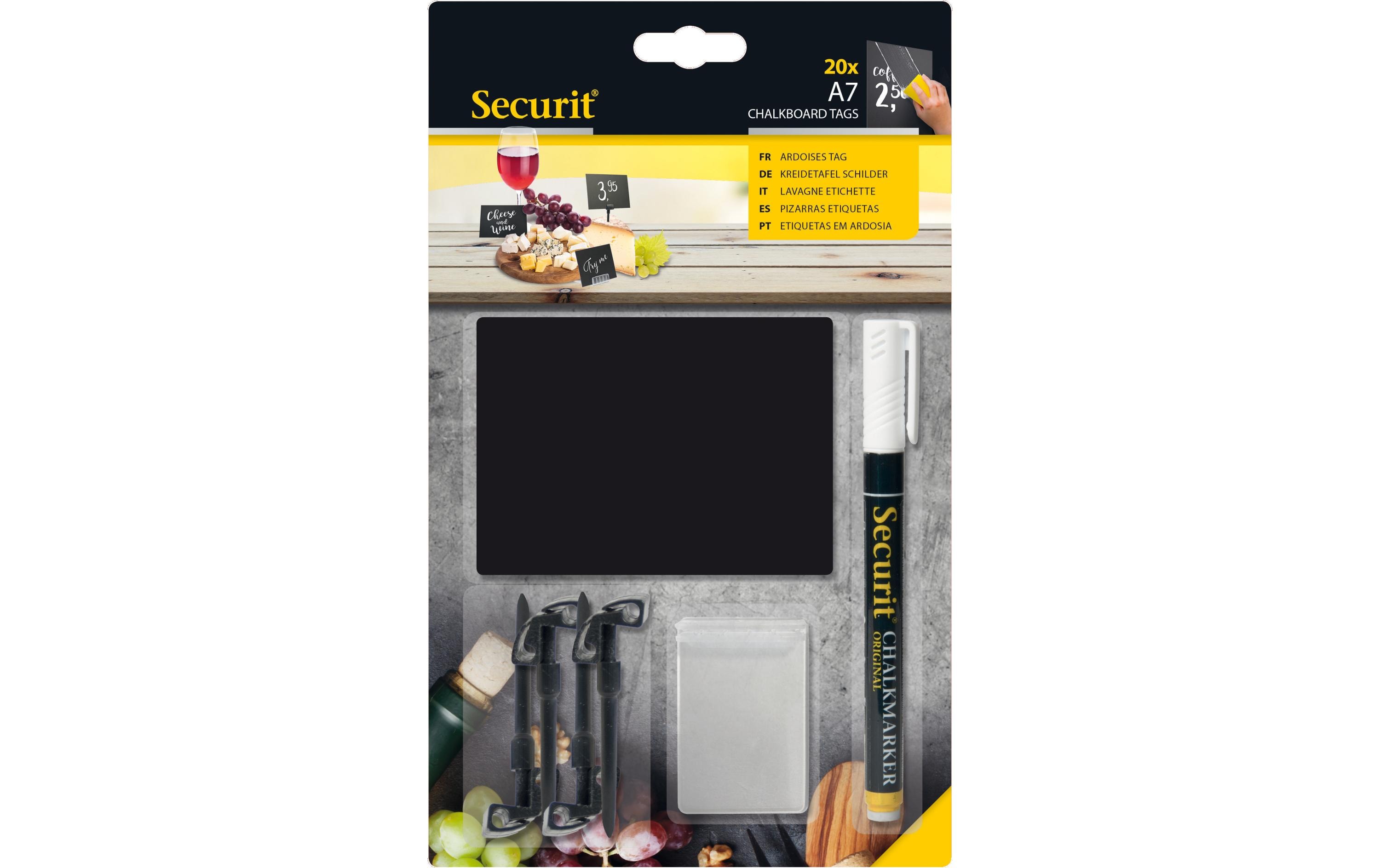 Securit Minikreidetafel A7 Set à 20 Stück Schwarz
