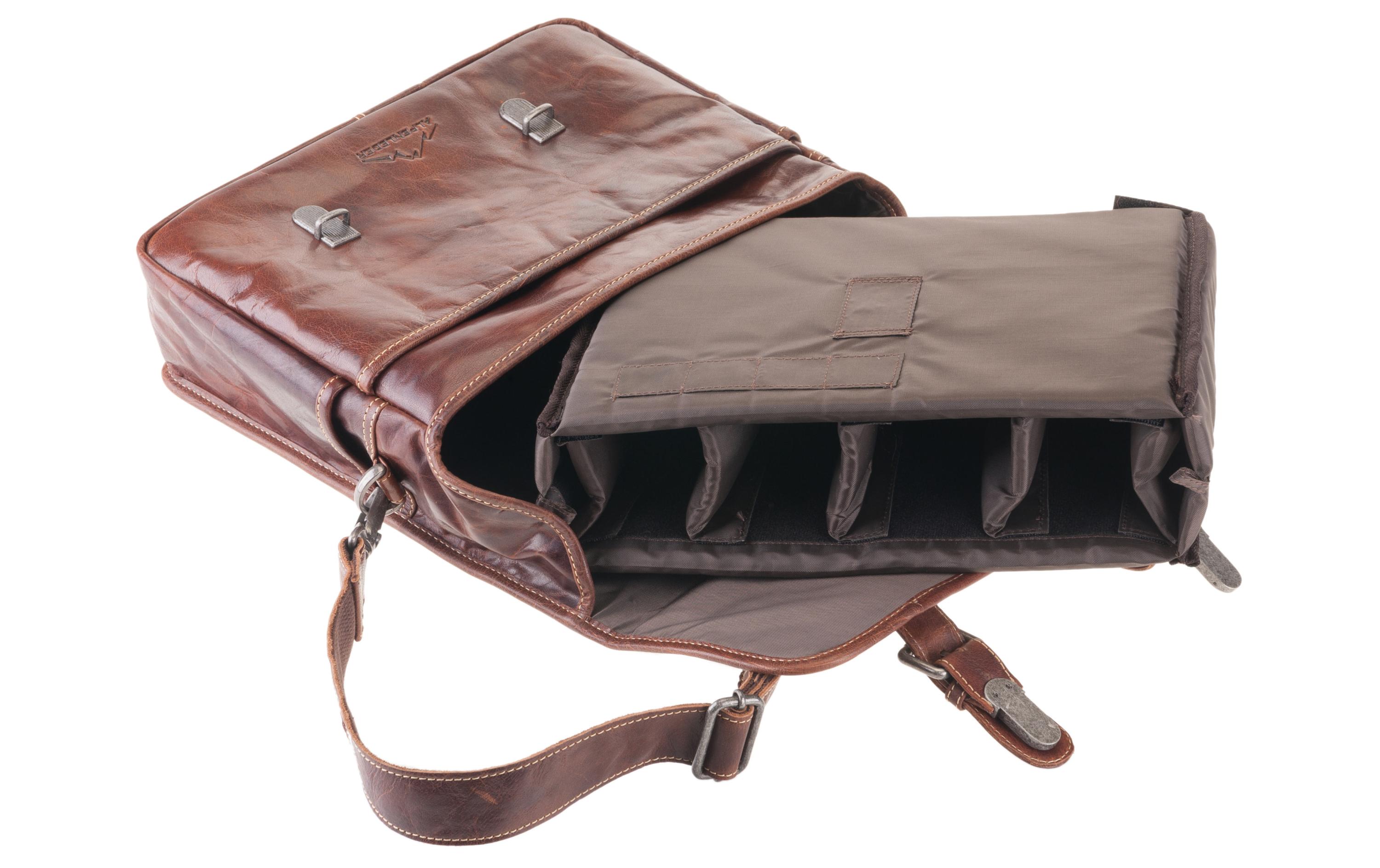 Alpenleder Kamera-Tasche Reporter Braun