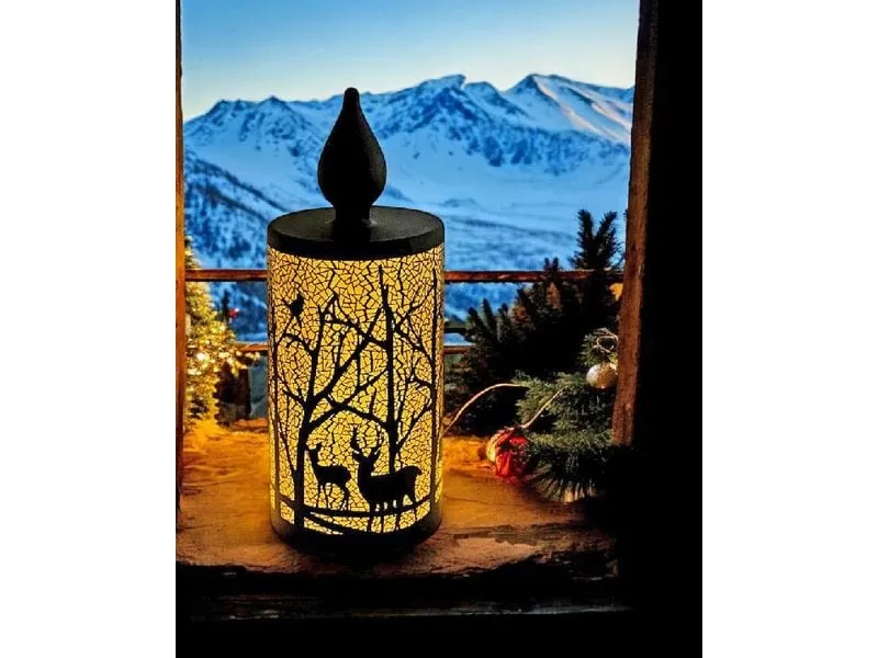 Dameco LED Glas Deko Kerze sz, Waldmotiv, 10 LED