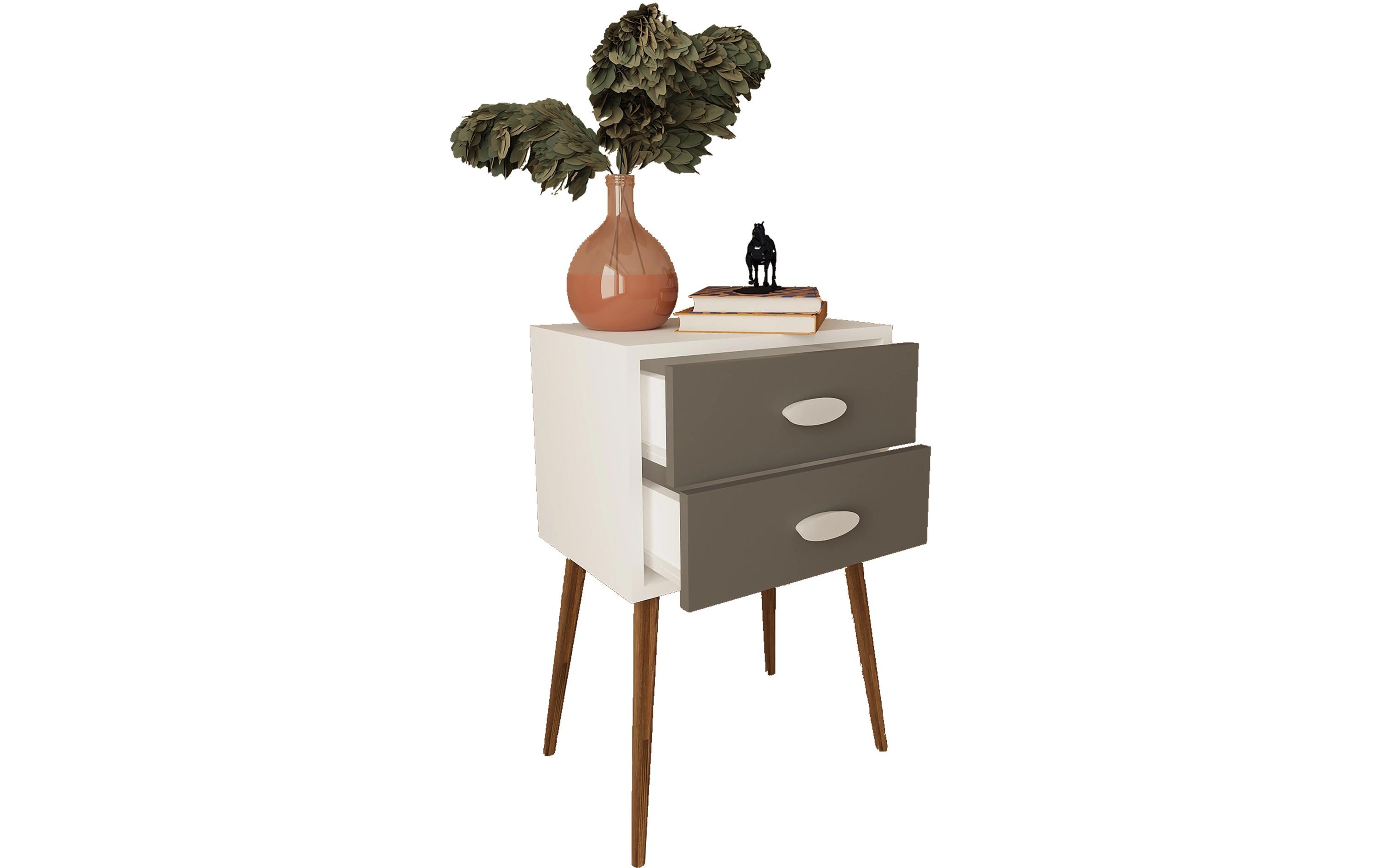 VCM Nachttisch Singol XXL 45 x 70 cm, Weiss/Anthrazit