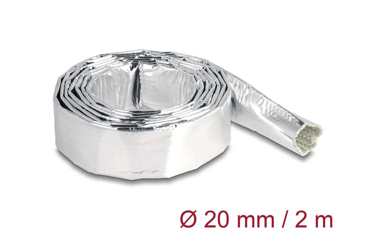 Delock Kabelschlauch aus Glasfasergeflecht / Alu 2 m x 20 mm Silber Delock Kabelschlauch aus Glasfasergeflecht / Alu 2 m x 20 mm Silber