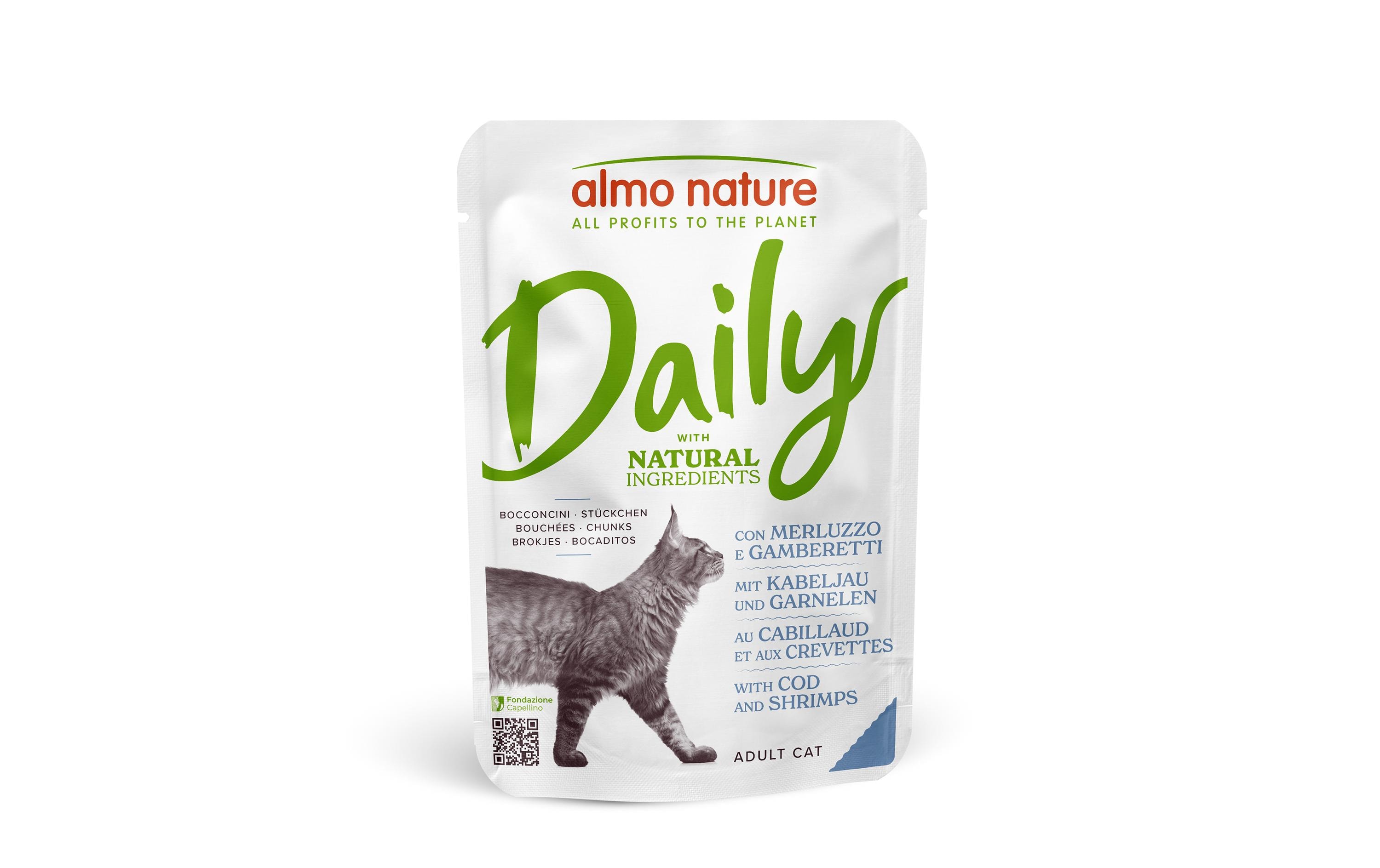 Almo Nature Nassfutter Daily mit Kabeljau und Garnelen 70g