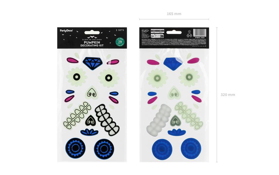 Partydeco Gel-Aufkleber für Kürbis, leuchtend, 2 Stück