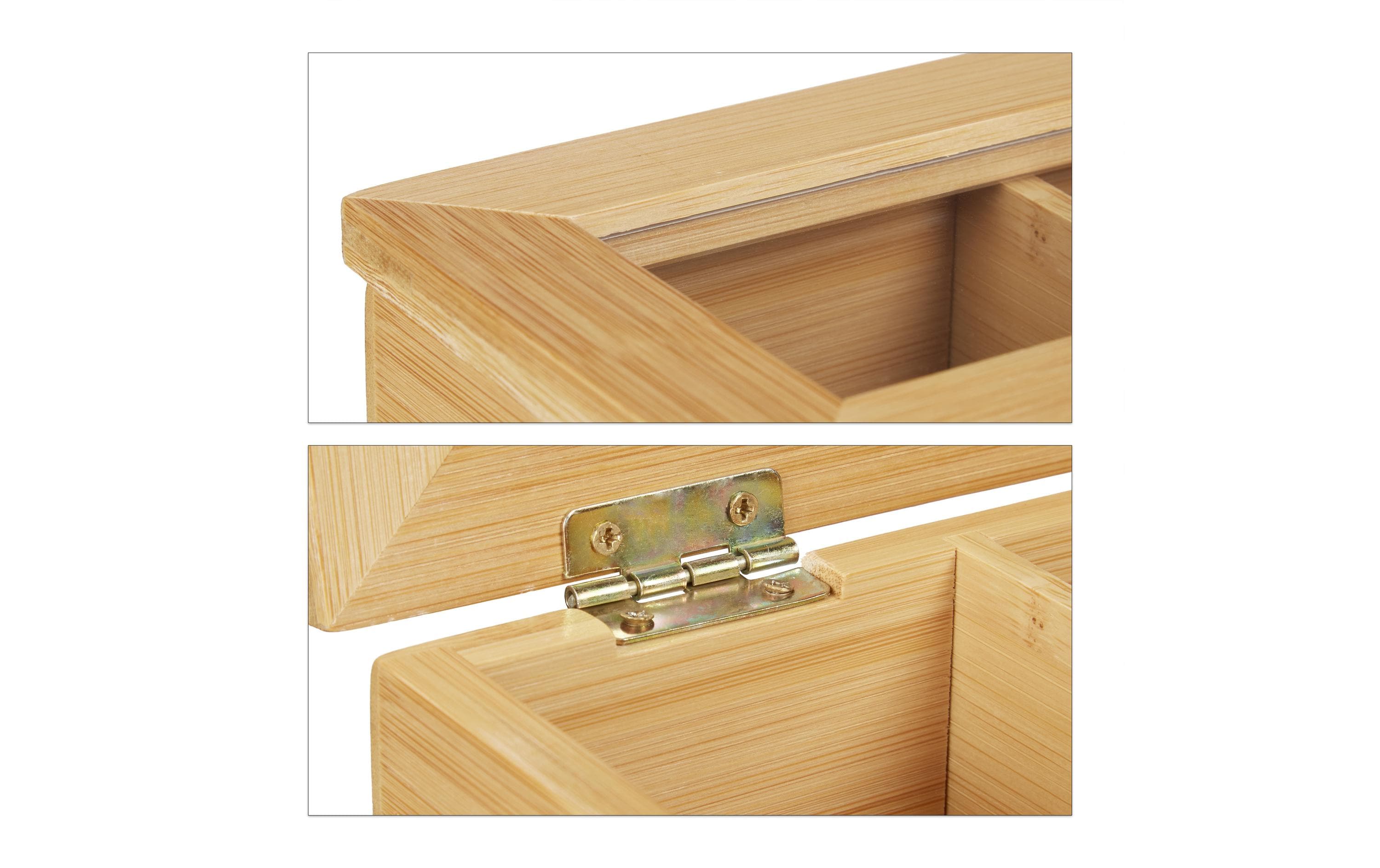 relaxdays Teebeutel-Box 12 Fächer, Hellbraun