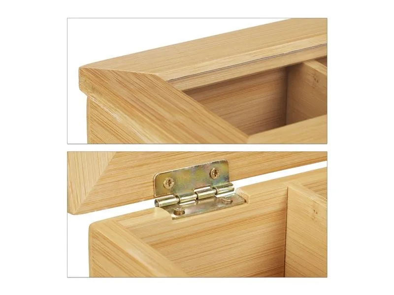 relaxdays Teebeutel-Box 12 Fächer, Hellbraun