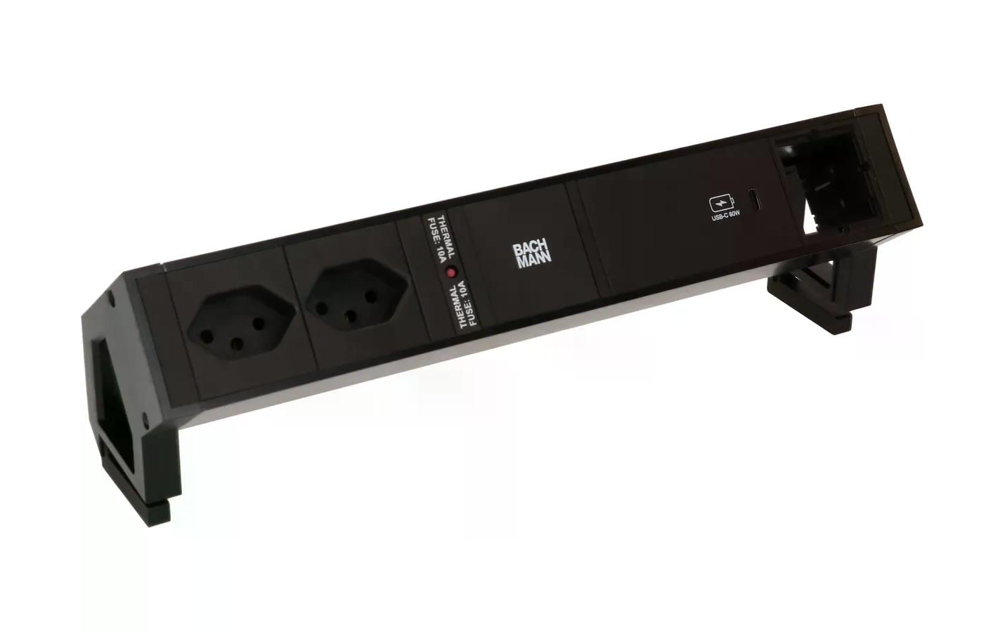 Bachmann Tischsteckdosenleiste DESK2 2x T13 1x USB C 60W 1x Leer, Sw