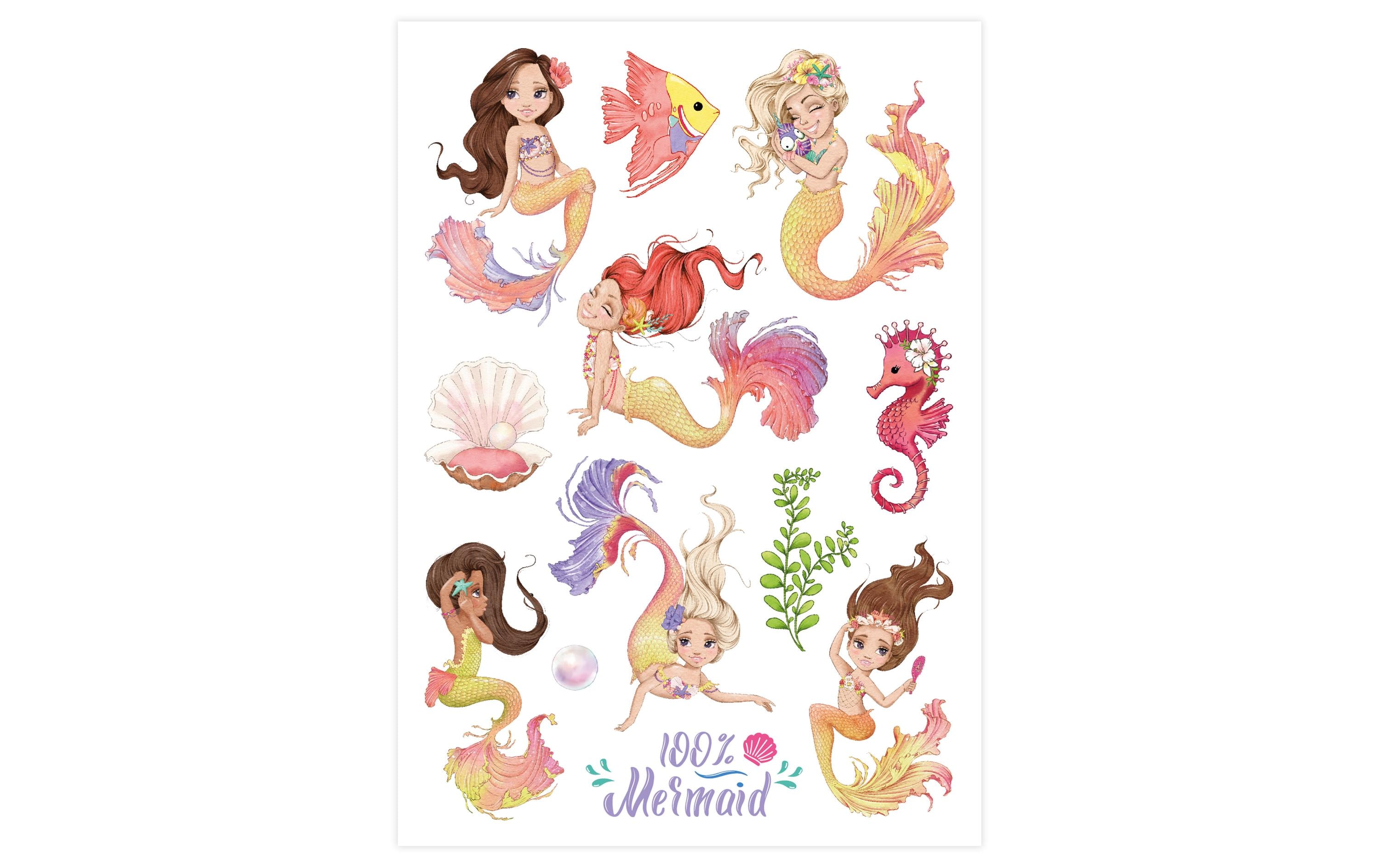 Papierdrachen Tattoo Set Metallic – Meerjungfrauen