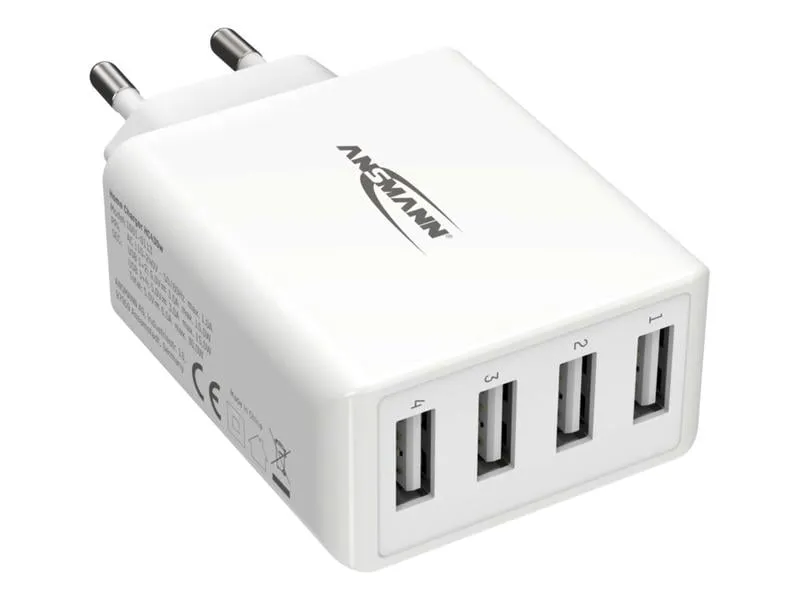 Ansmann USB-Wandladegerät Home Charger HC430, 4x USB, 30 W, Weiss Ansmann USB-Wandladegerät Home Charger HC430, 4x USB, 30 W, Weiss