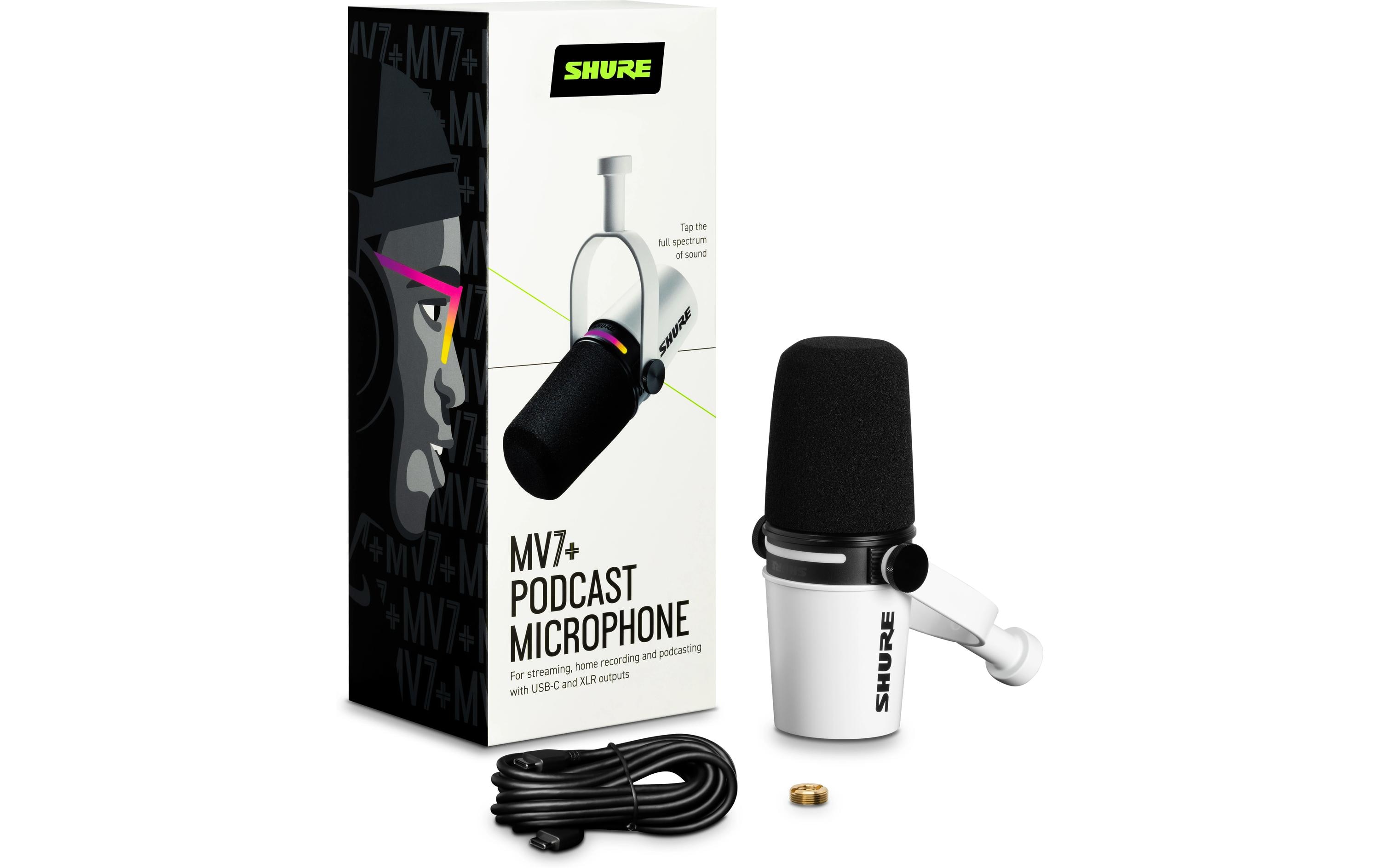 Shure Mikrofon MV7+ Weiss