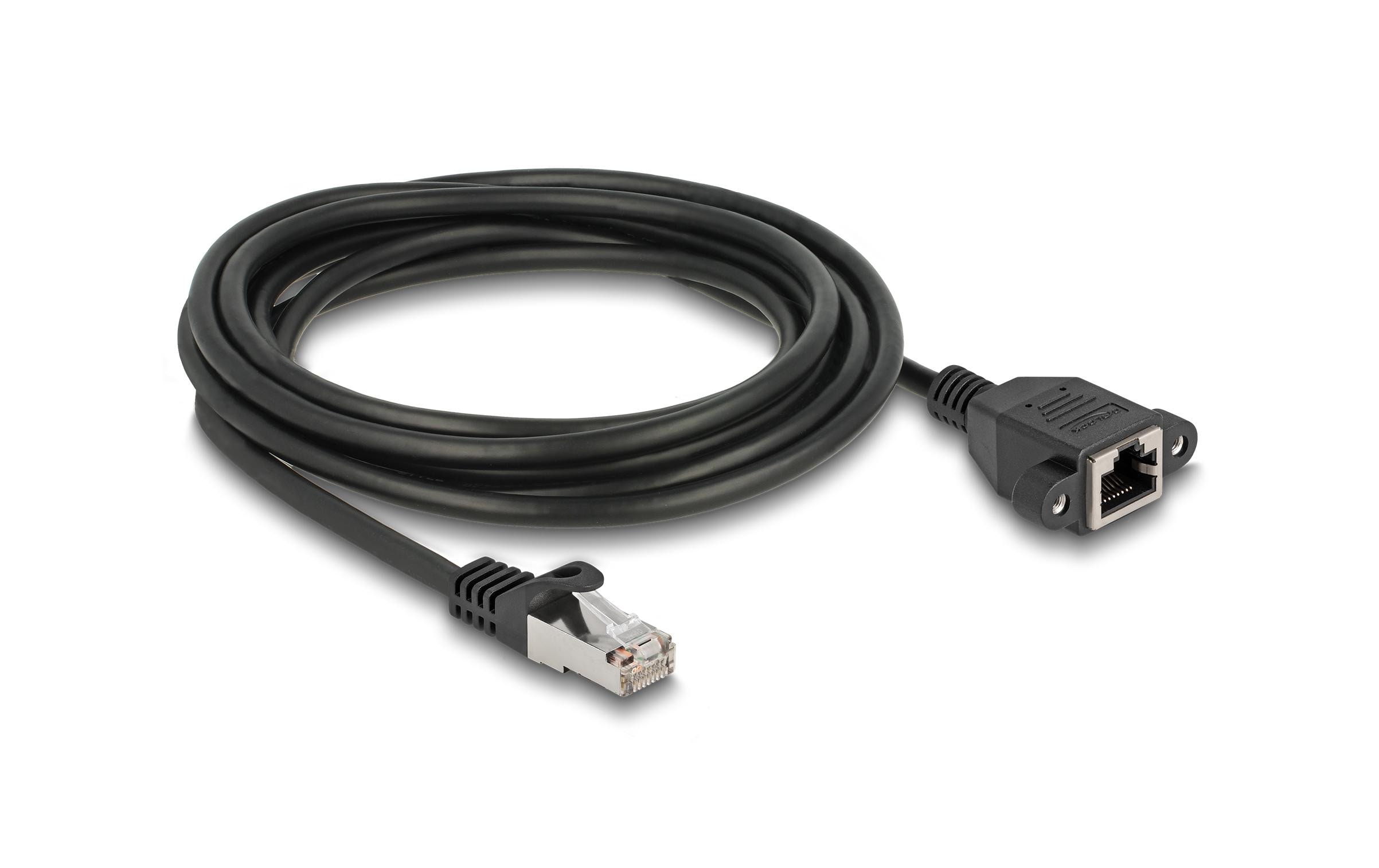Delock Patchkabel Verlängerungskabel Cat 6A, S/FTP, 2 m, Schwarz