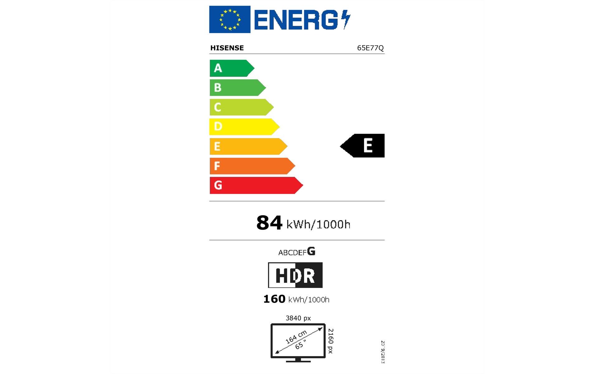 Hisense TV 65E77Q 65, 3840 x 2160 (Ultra HD 4K), QLED