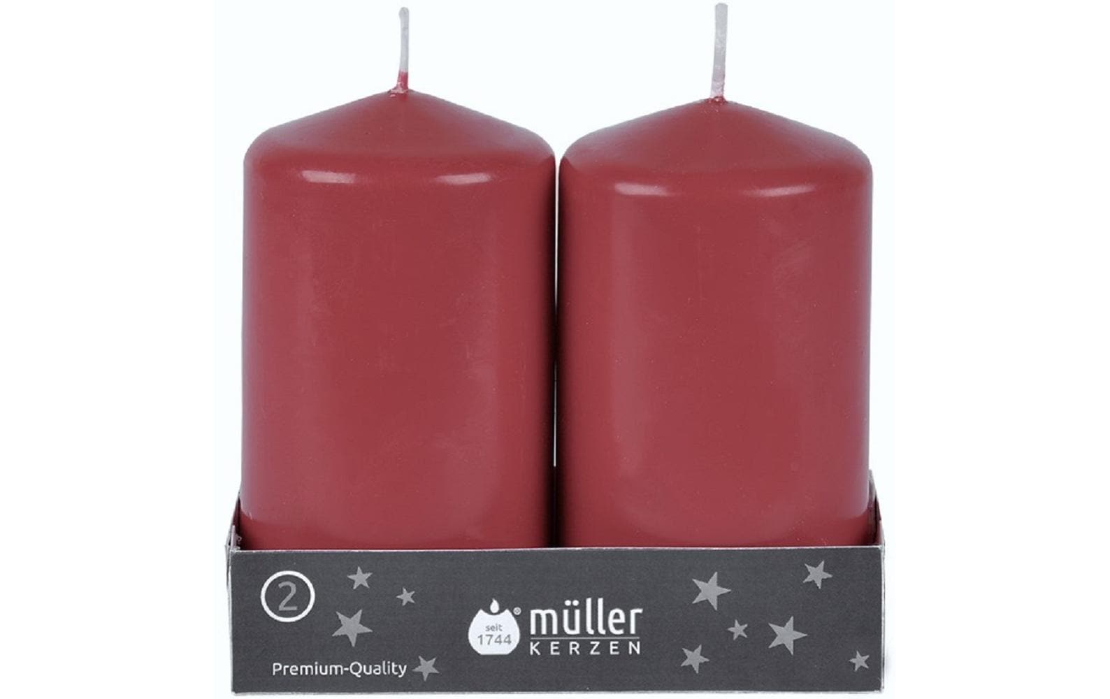 müller Kerzen Weihnachtskerze Dunkelrot, 2 Stück