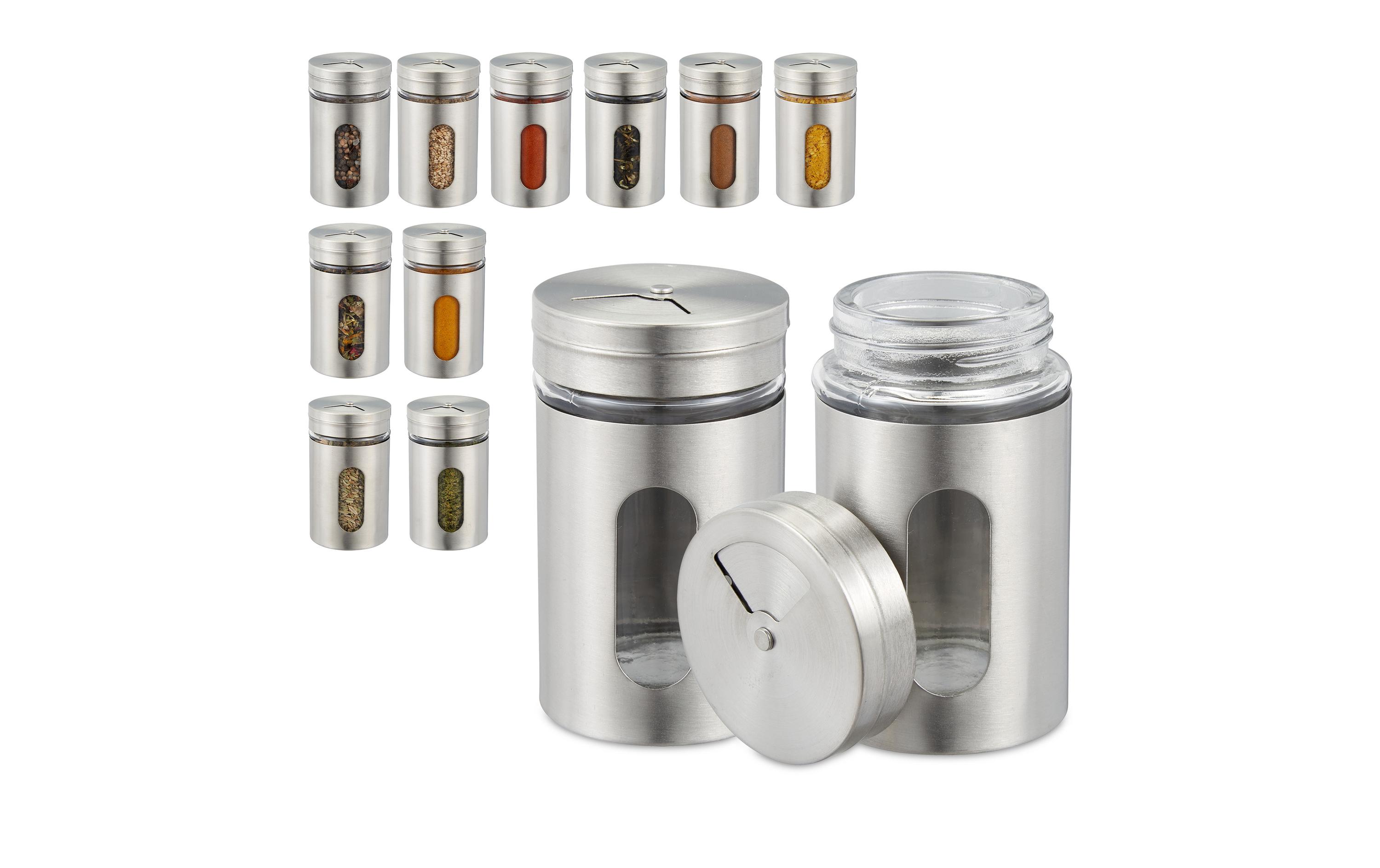 relaxdays Gewürzstreuer Silber/Transparent