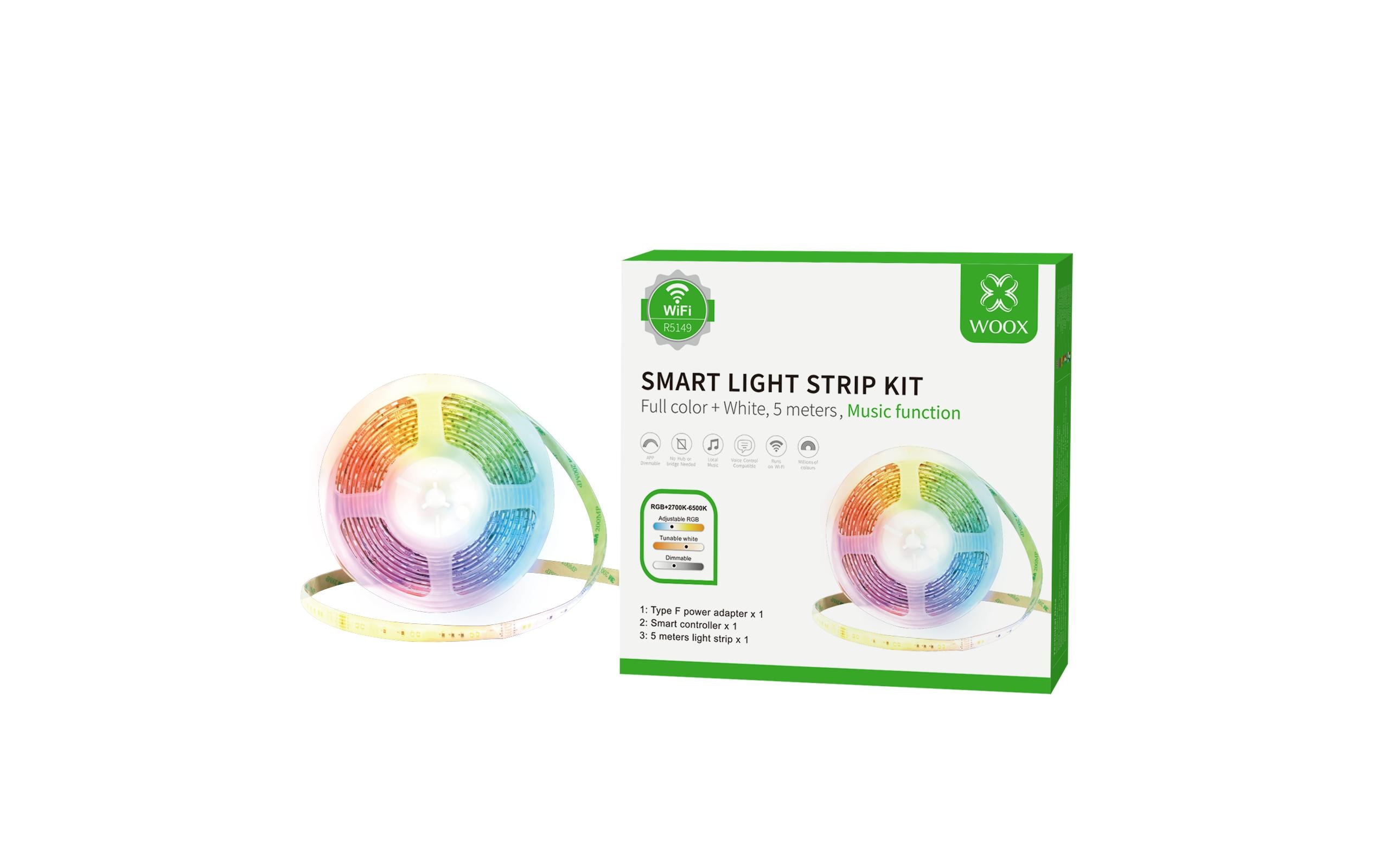 WOOX LED Stripe WiFi Smart Kit RGB+CCT 5m, 3000K-6500K