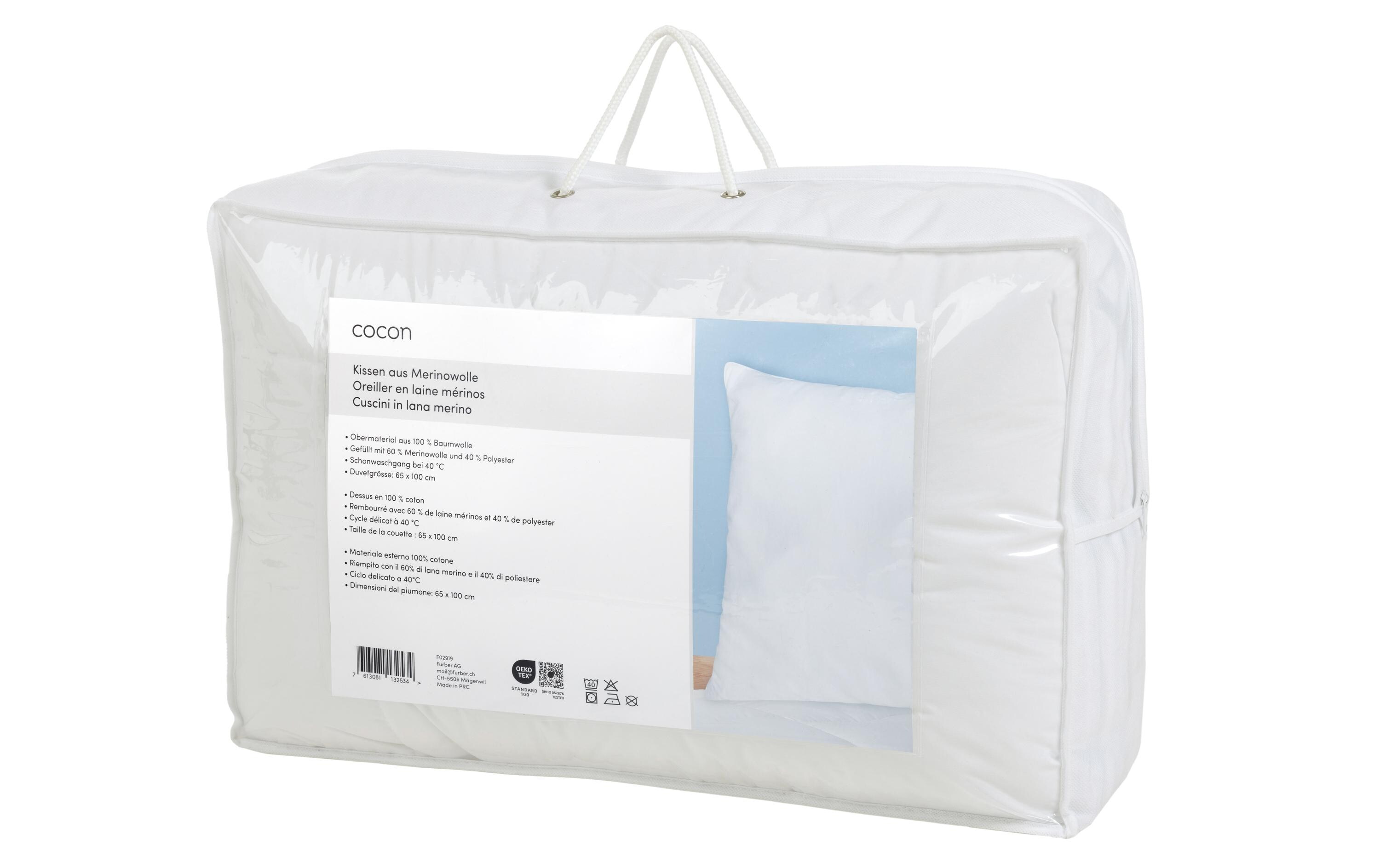 COCON Kopfkissen Merinowolle 65 x 100 cm