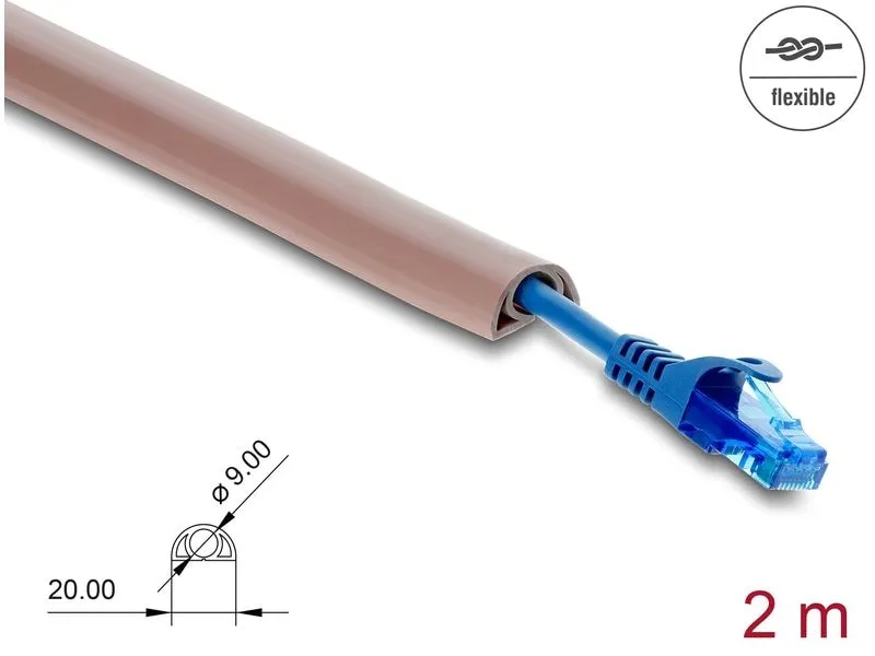 Delock Kabelkanal PVC flexibel 2 m x 20 mm Braun